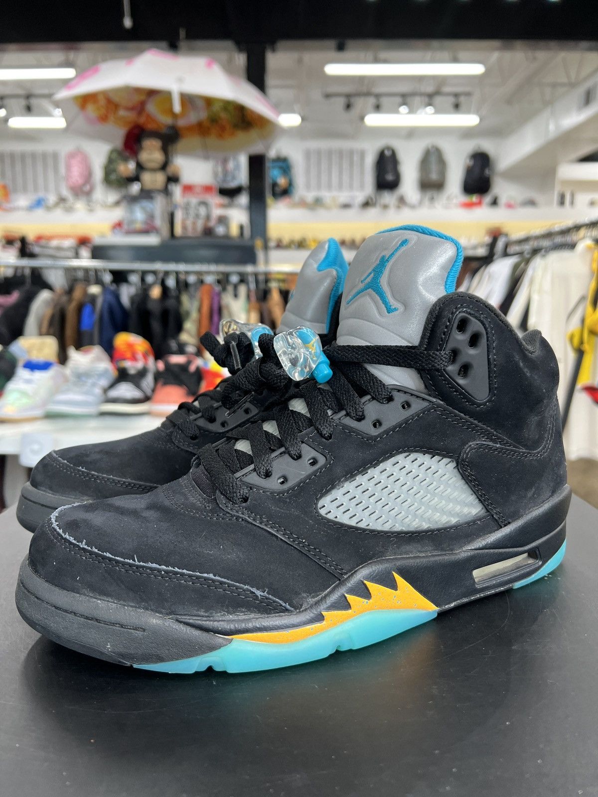 image of Air Jordan 5 Aqua Sz. 8 (2023) Shoes in Black, Men's
