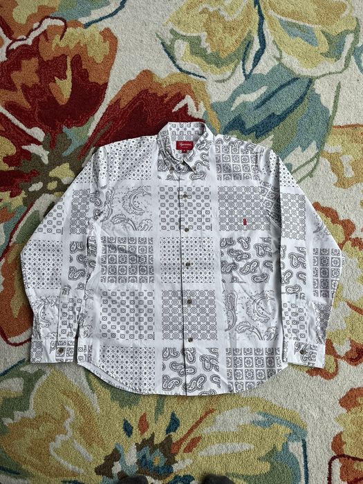 Supreme Supreme Paisley Grid Button Up Shirt SS20 White | Grailed