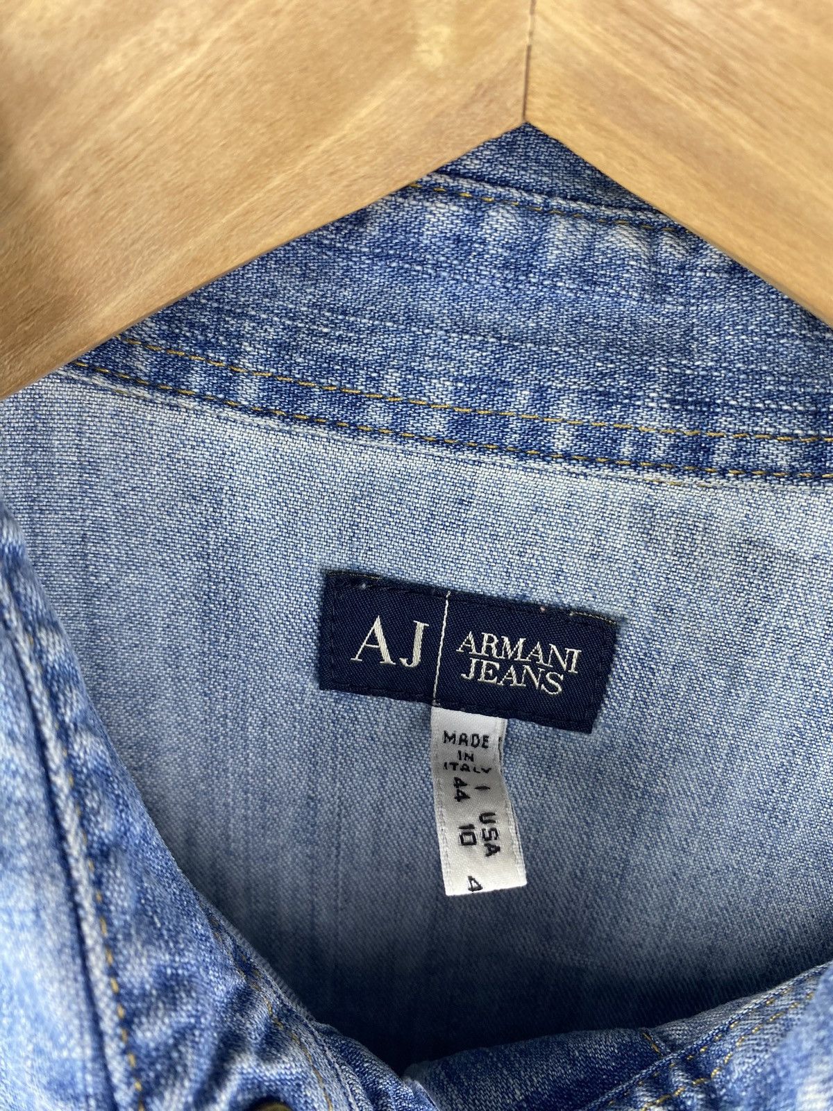 Designer × Giorgio Armani × Vintage 90s Giorgio Armani Jeans Blue Denim Indigo Rare Pocket Shirt Size L / US 10 / IT 46 - 3 Thumbnail