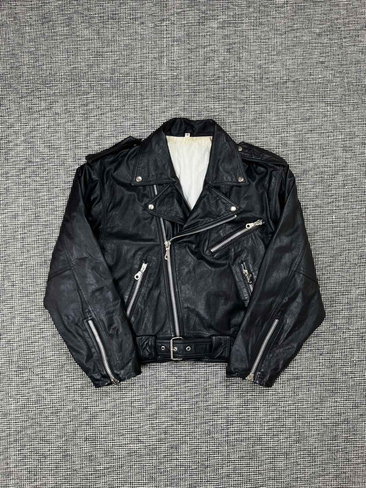 Genuine Leather Leather biker jacket cropped boxy jacket 90s perfecto Size US M / EU 48-50 / 2 - 1 Thumbnail