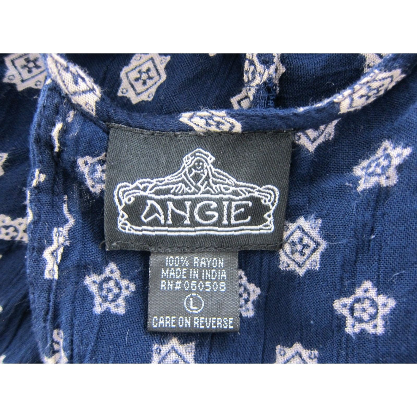 Vintage ANGIE 100% Rayon Blue White Paisley Romper Long Sleeve Flare Sleeve Shorts Large Size L / US 10 / IT 46 - 3 Thumbnail