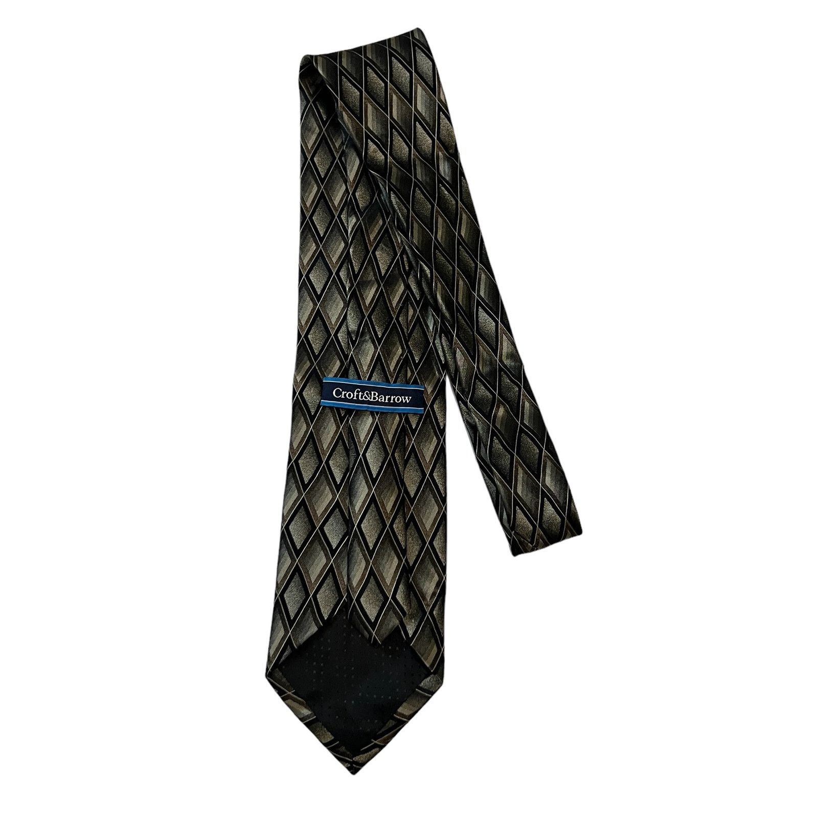 Croft & Barrow Croft & Barrow Black Gray Bronze Diamond Geometric Silk Tie Size ONE SIZE - 4 Thumbnail