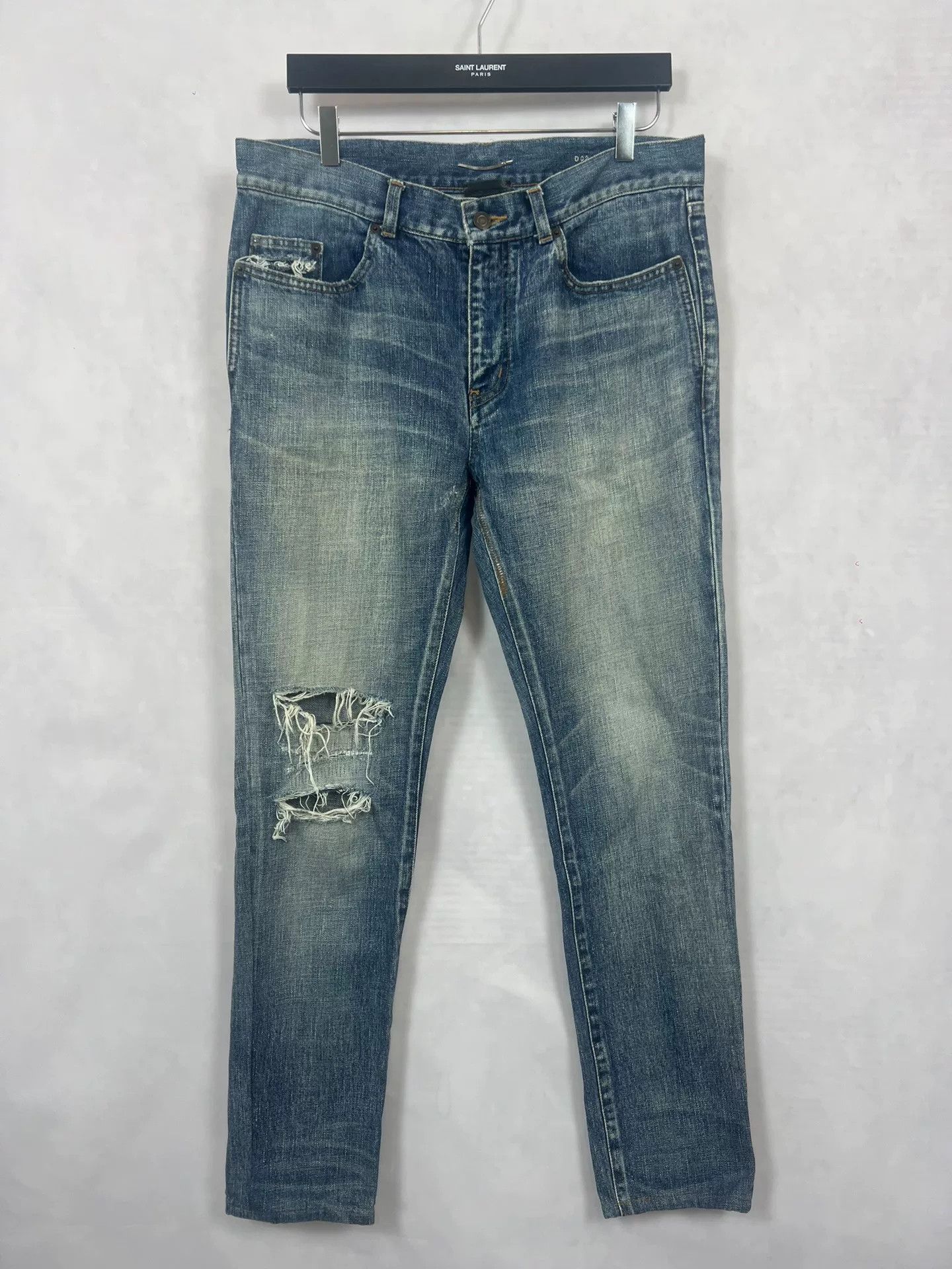 Saint Laurent Paris Saint Laurent Distressed Denim Jeans for Men Size US 33 - 1 Thumbnail