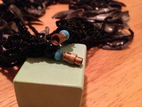 Designer Black Seed Bead w/ Hand Cut Mother of Pearl Shell Necklace Size ONE SIZE - 4 Thumbnail