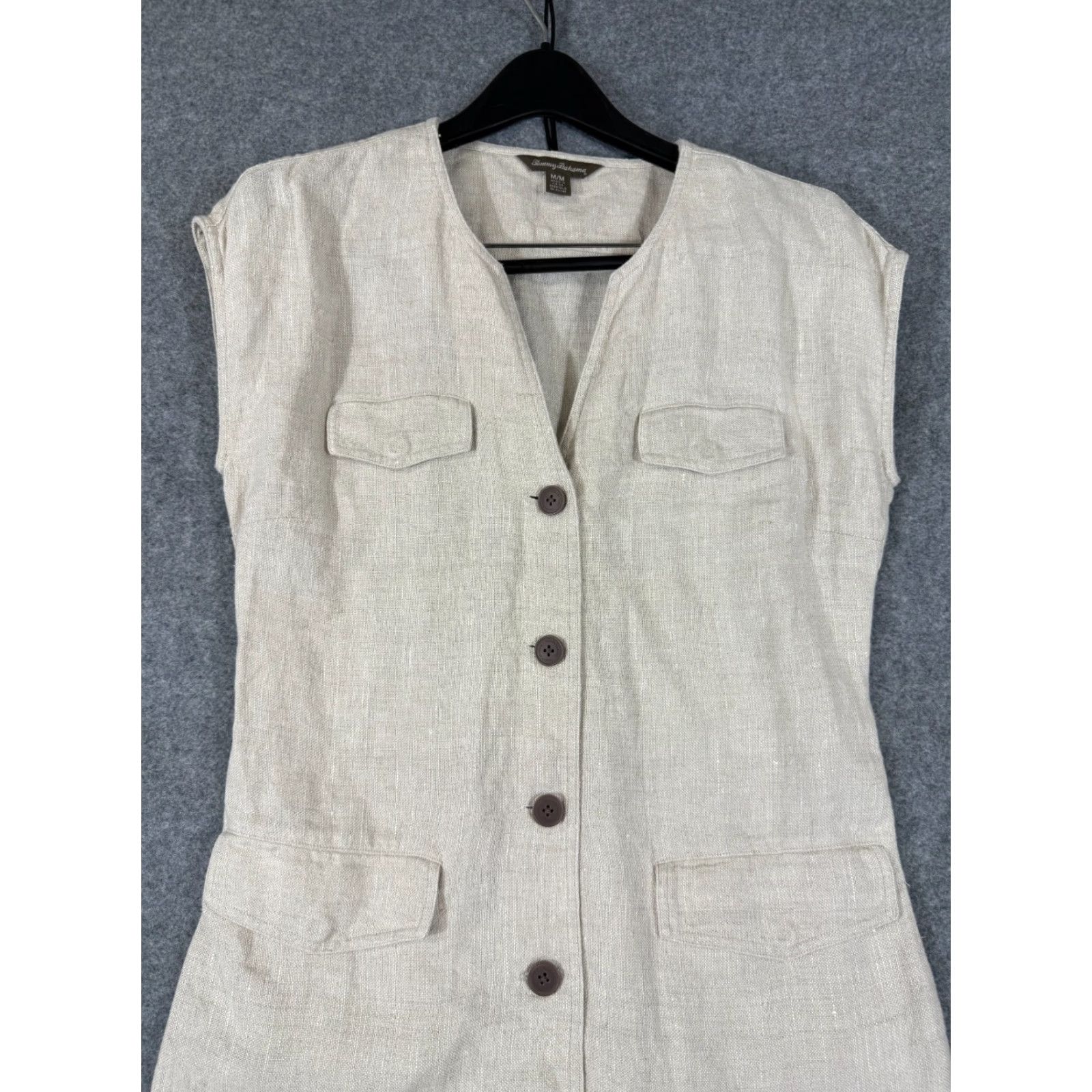 Tommy Bahama Tommy Bahama Linen Dress Womens M Beige Malene Stripe Pockets Button Front Dress Beige M Women’s Linen Dress Pockets Button Front Malene Stripe Size M / US 6-8 / IT 42-44 - 3 Thumbnail