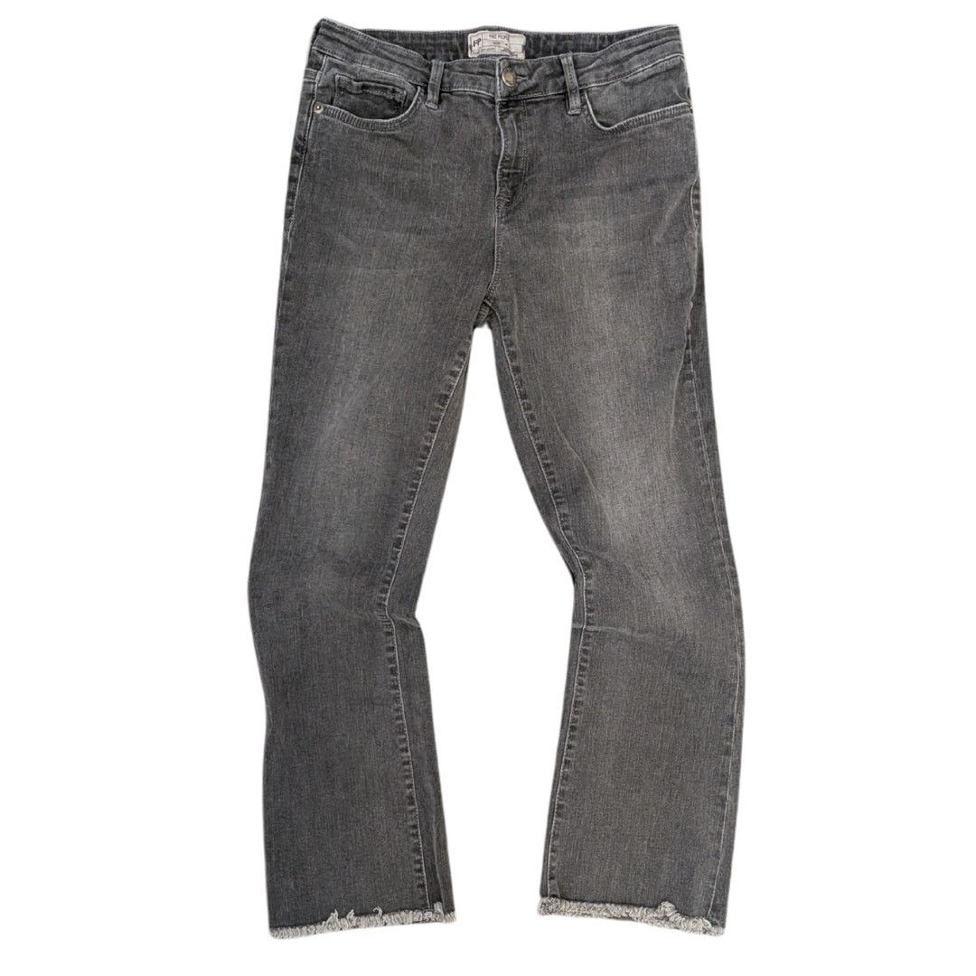 Free People Free People Relaxed Fit Black Denim Jeans w/ Raw Hem Size 28" / US 6 / IT 42 - 1 Thumbnail