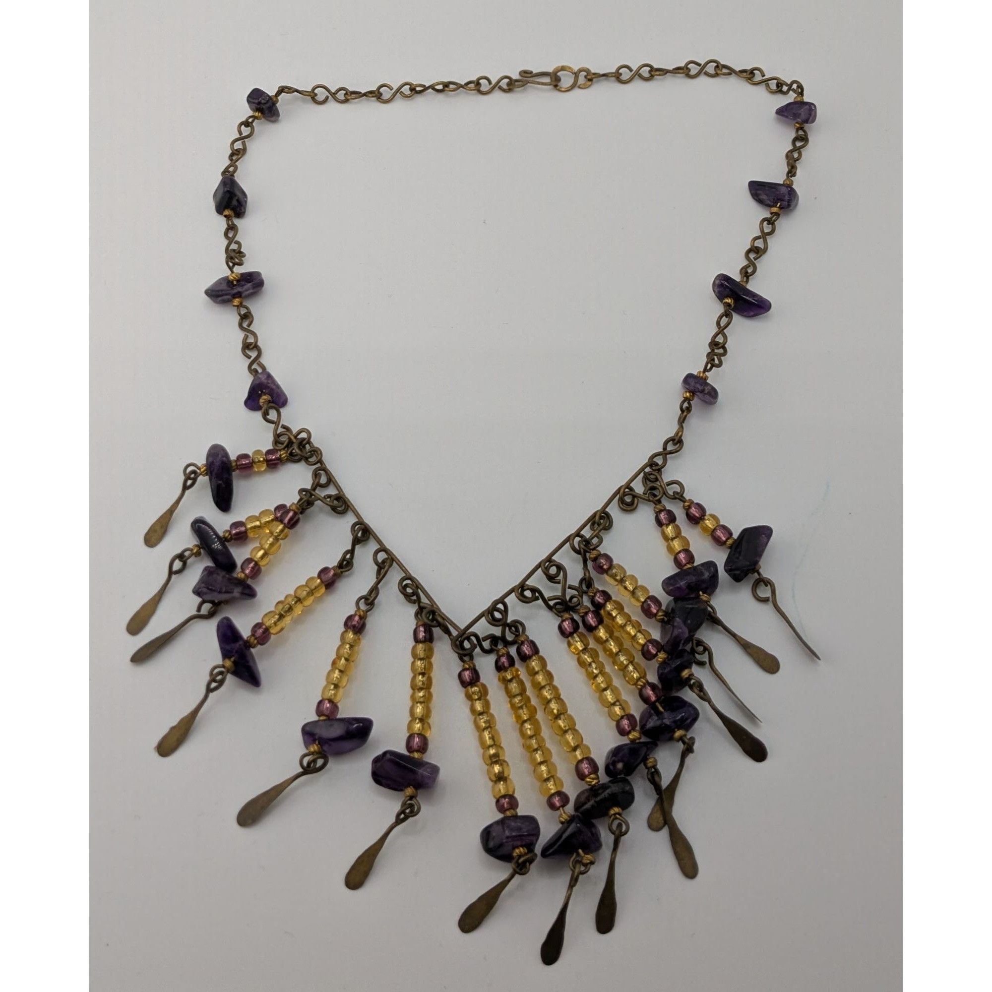 Handmade Vintage Bohemian Handmade Amethyst & Glass Beaded Necklace W Size ONE SIZE - 10 Thumbnail