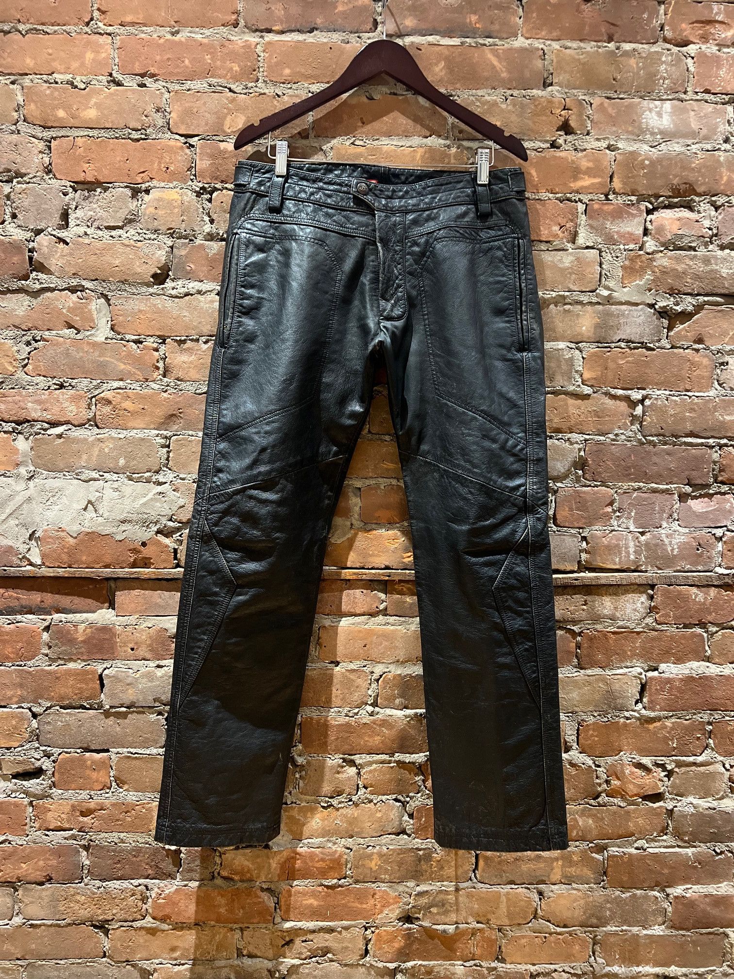 Diesel Diesel “Industry Division” Black Washed Leather Pants Size US 32 / EU 48 - 1 Thumbnail