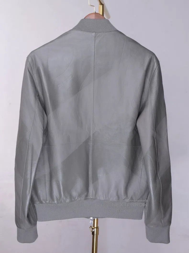 Hermes Hermes Men's Runway Grey-Green Baseball Collar Leather Jac Size US M / EU 48-50 / 2 - 3 Thumbnail