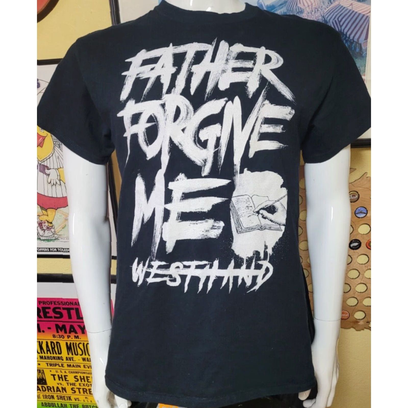 Gildan Westhand Father Forgive Me Band T Shirt Medium Black Gildan 100% Cotton Short Sleeve Crew Neck Mens Graphic Tee Metal Music Detroit Size US M / EU 48-50 / 2 - 2 Thumbnail
