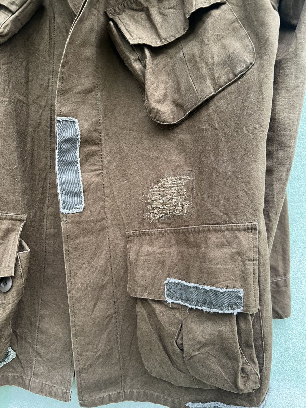 Japanese Brand Houston Distressed Boro Patchwork Military Jungle Fatigue Size US L / EU 52-54 / 3 - 9 Thumbnail