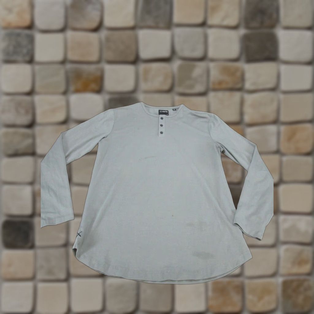 Cuts Cuts Mens Long Sleeve Henley Shirt - Gray - M - Jersey Polycotton - Vintage/Workwear Style? (assume Regular) Size US M / EU 48-50 / 2 - 1 Thumbnail