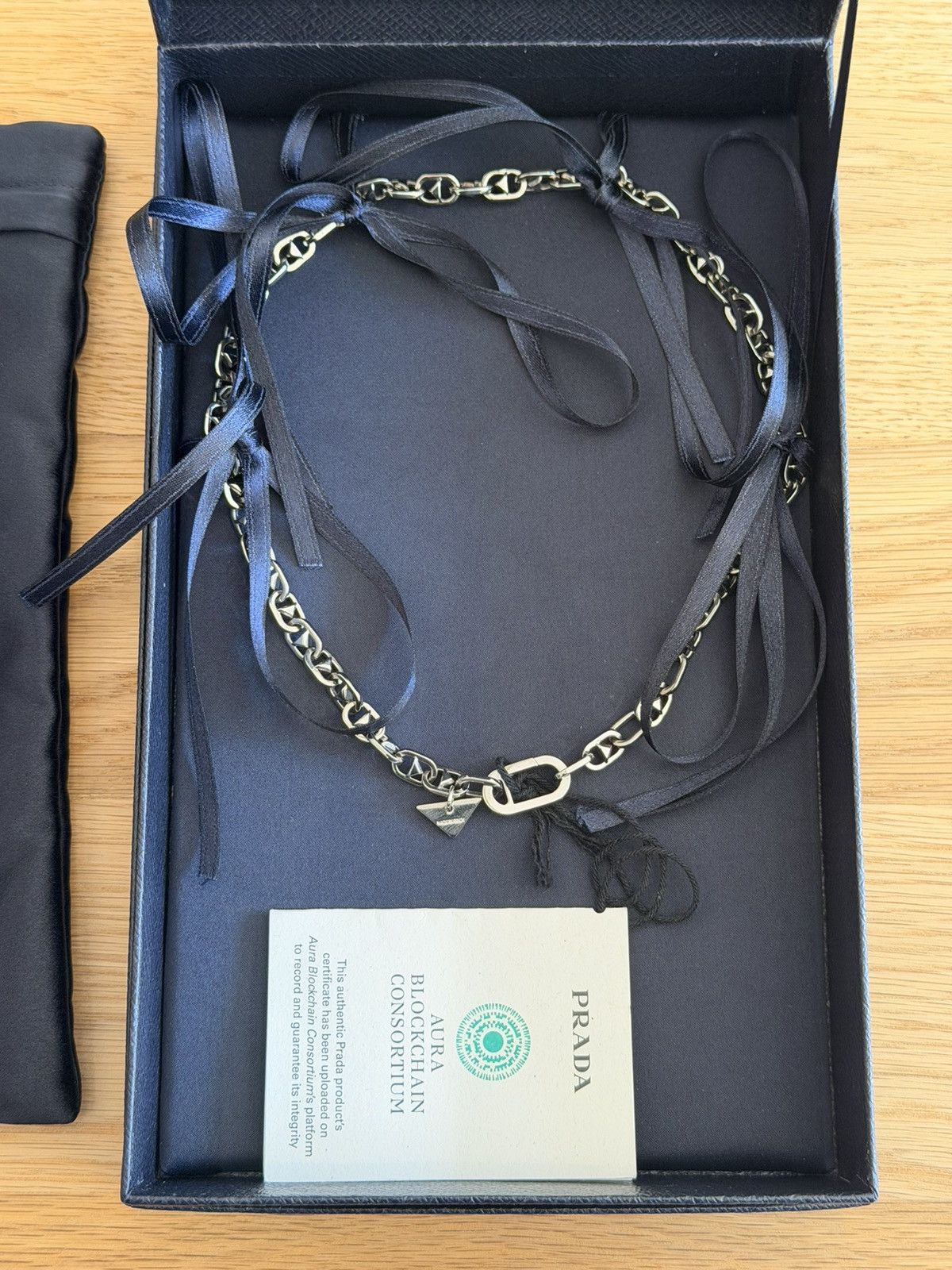 Prada PRADA Triangle Charm Chain Silver Brass Necklace With Clasp Size ONE SIZE - 10 Thumbnail