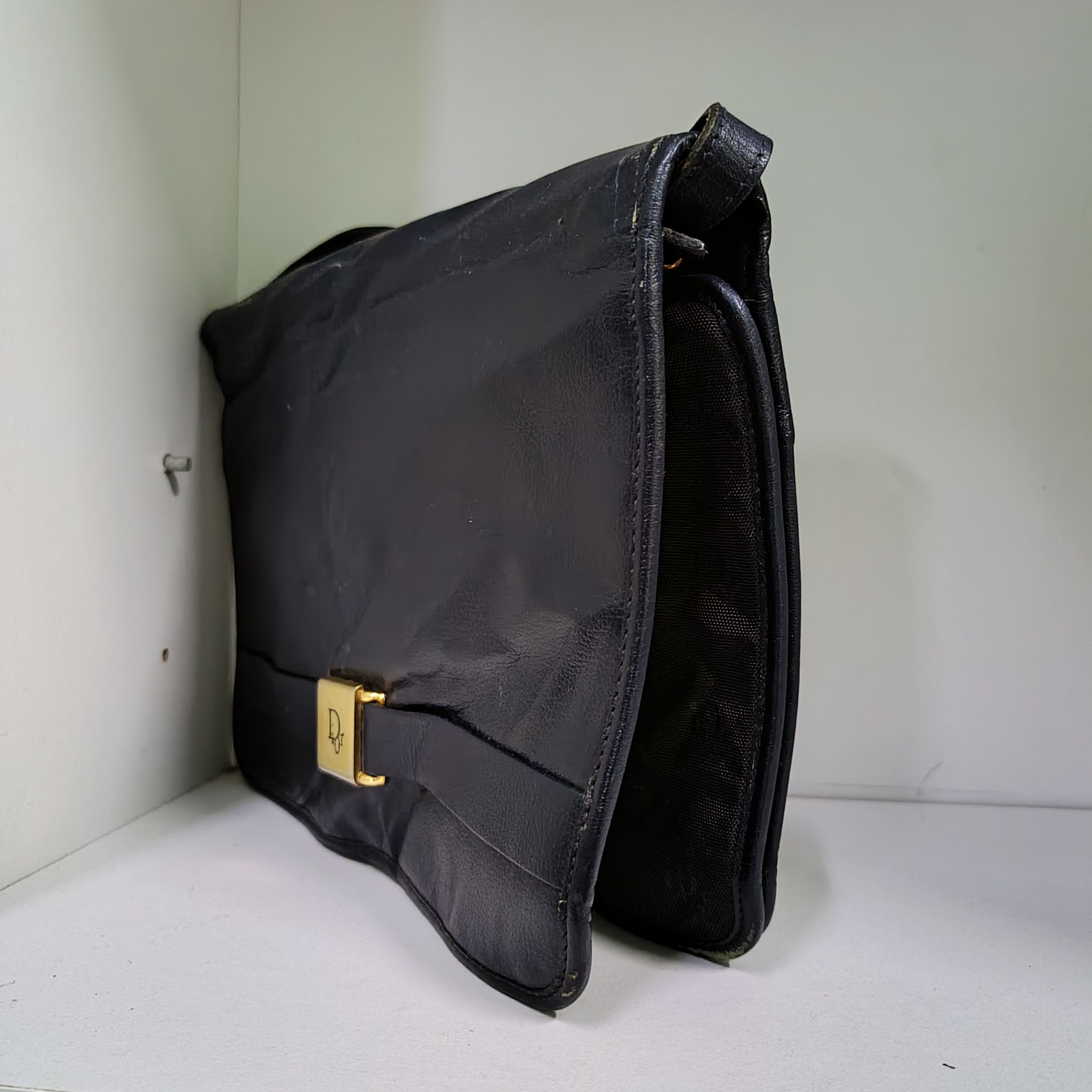 Dior VTG Christian Dior Navy Leather Shoulder Bag + Coin Purse Size ONE SIZE - 5 Thumbnail