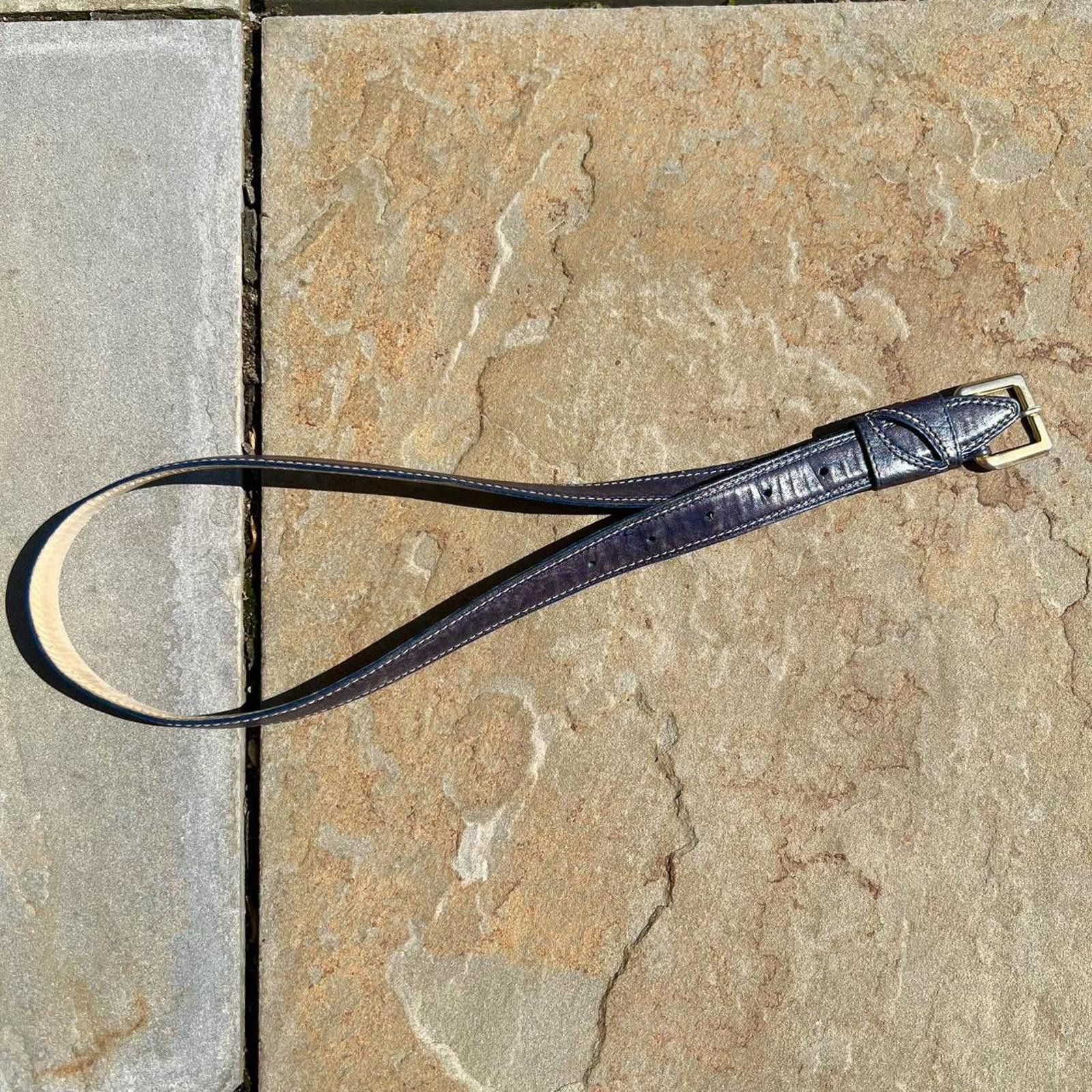 Vintage Vintage 90s Dark Blue Leather Belt Size ONE SIZE - 1 Thumbnail