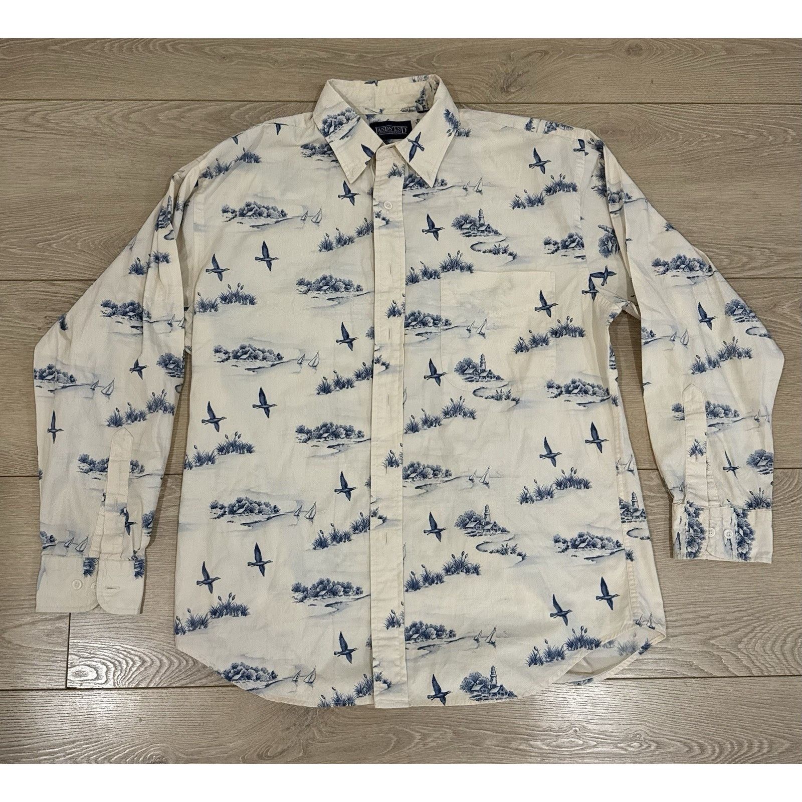 Lands' End Vintage Lands End Shirt Button Up Duck Hunt Beach Size US M / EU 48-50 / 2 - 1 Thumbnail