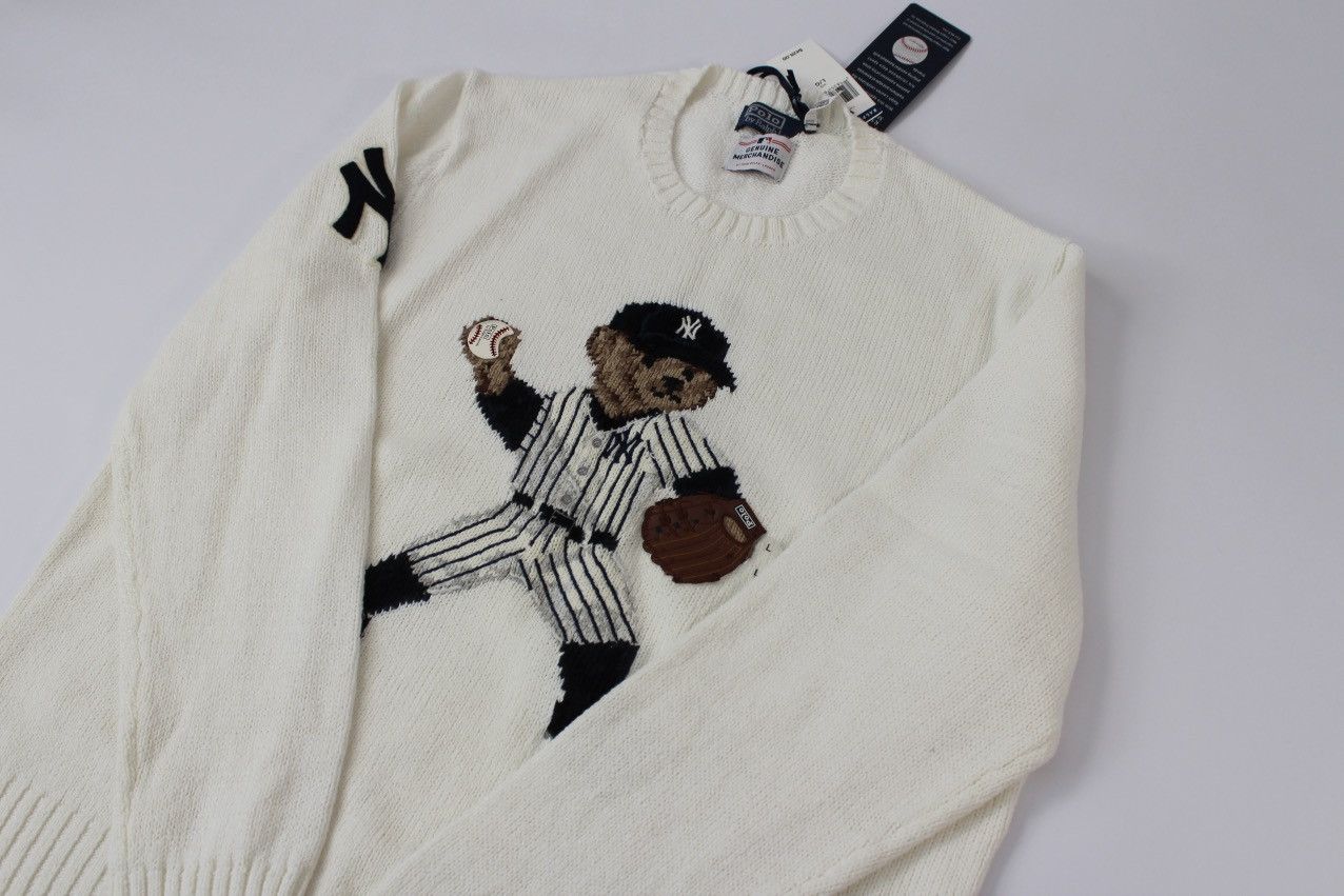 Polo Ralph Lauren Polo Ralph Lauren Yankees Bear Sweater Size US L / EU 52-54 / 3 - 3 Thumbnail