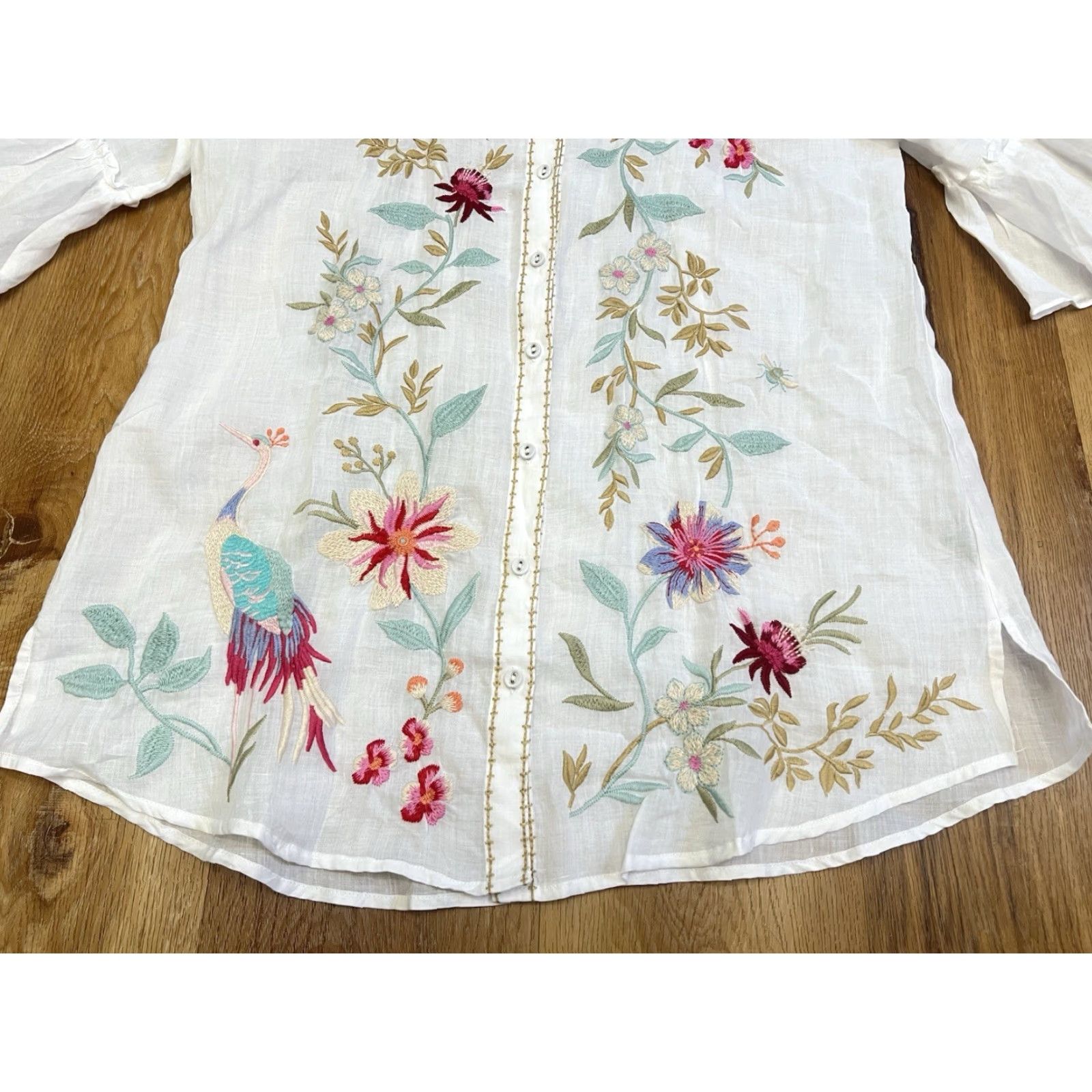 Johnny Was **EUC Johnny Was Blue Ruffle Sleeve Women's Blouse M** User: **EUC Johnny Was Blue Ruffle Sleeve Blouse Women's M** Size M / US 6-8 / IT 42-44 - 3 Thumbnail