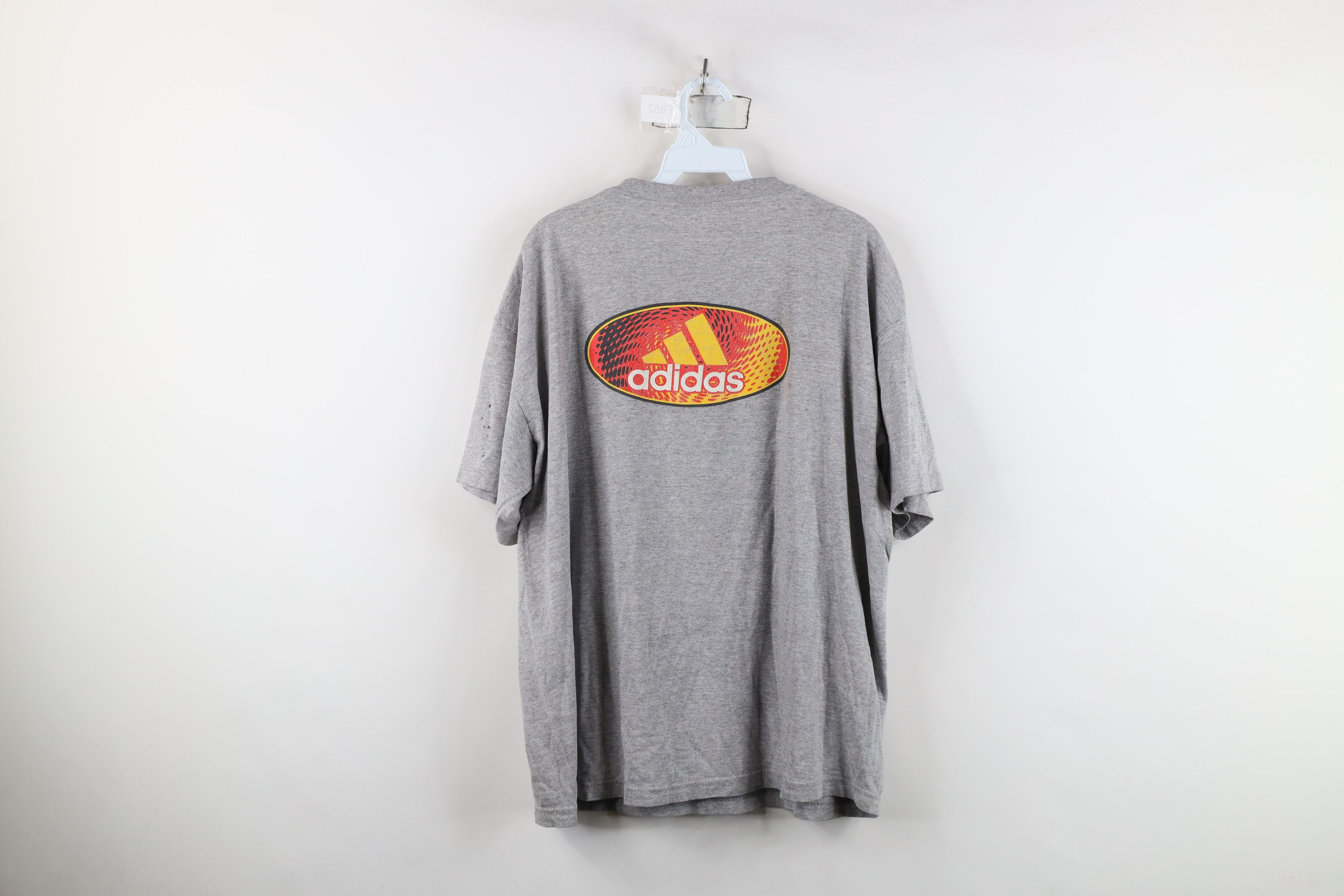 Adidas Vintage 90s Adidas Spell Out Center Logo T-Shirt Gray USA Size US L / EU 52-54 / 3 - 12 Thumbnail