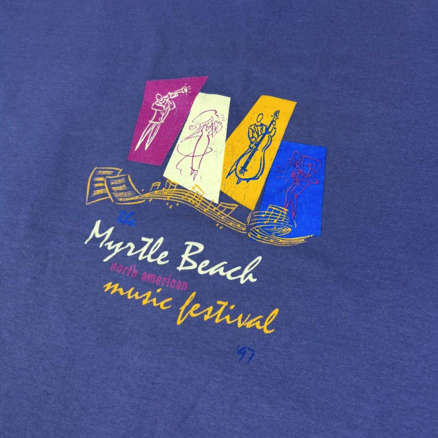 Fruit Of The Loom VINTAGE Myrtle Beach Music Festival Shirt XL 90s USA Graphic Tee Men Purple 1990s Short Sleeve FRUIT OF THE LOOM Size US XL / EU 56 / 4 - 2 Thumbnail