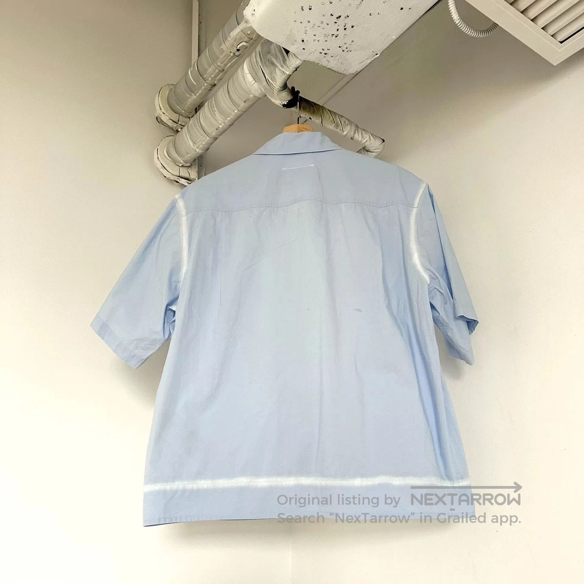 Maison Margiela Maison Margiela Sky Blue Distressed Shirt. Size US M / EU 48-50 / 2 - 2 Thumbnail