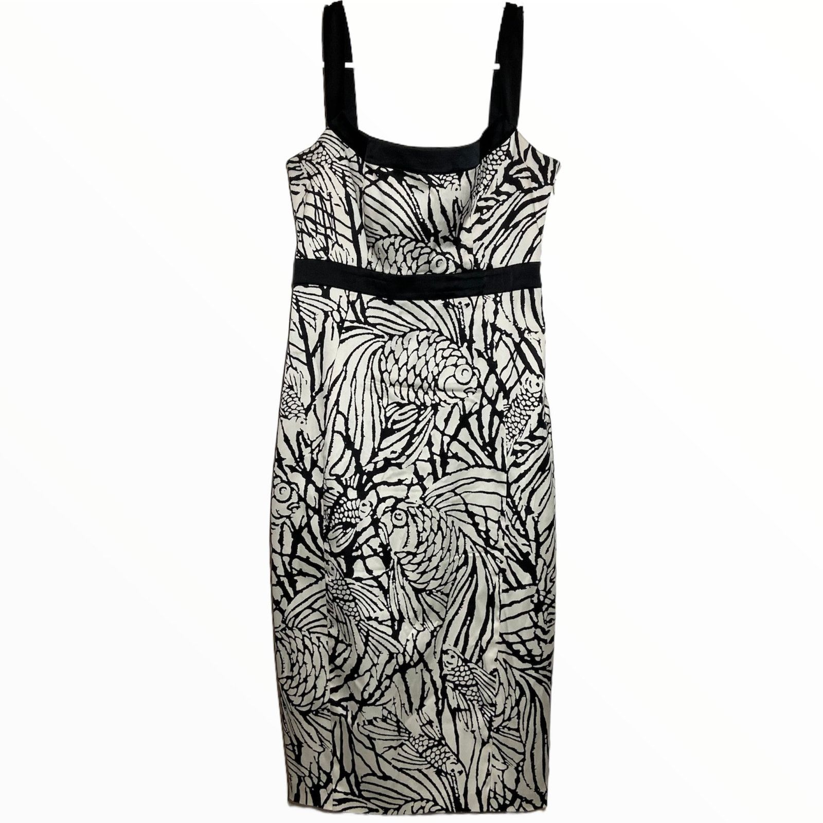 image of Diane Von Furstenberg Silk Blend Dress Fish Print Dress Y2K in Black, Women's (Size XS)