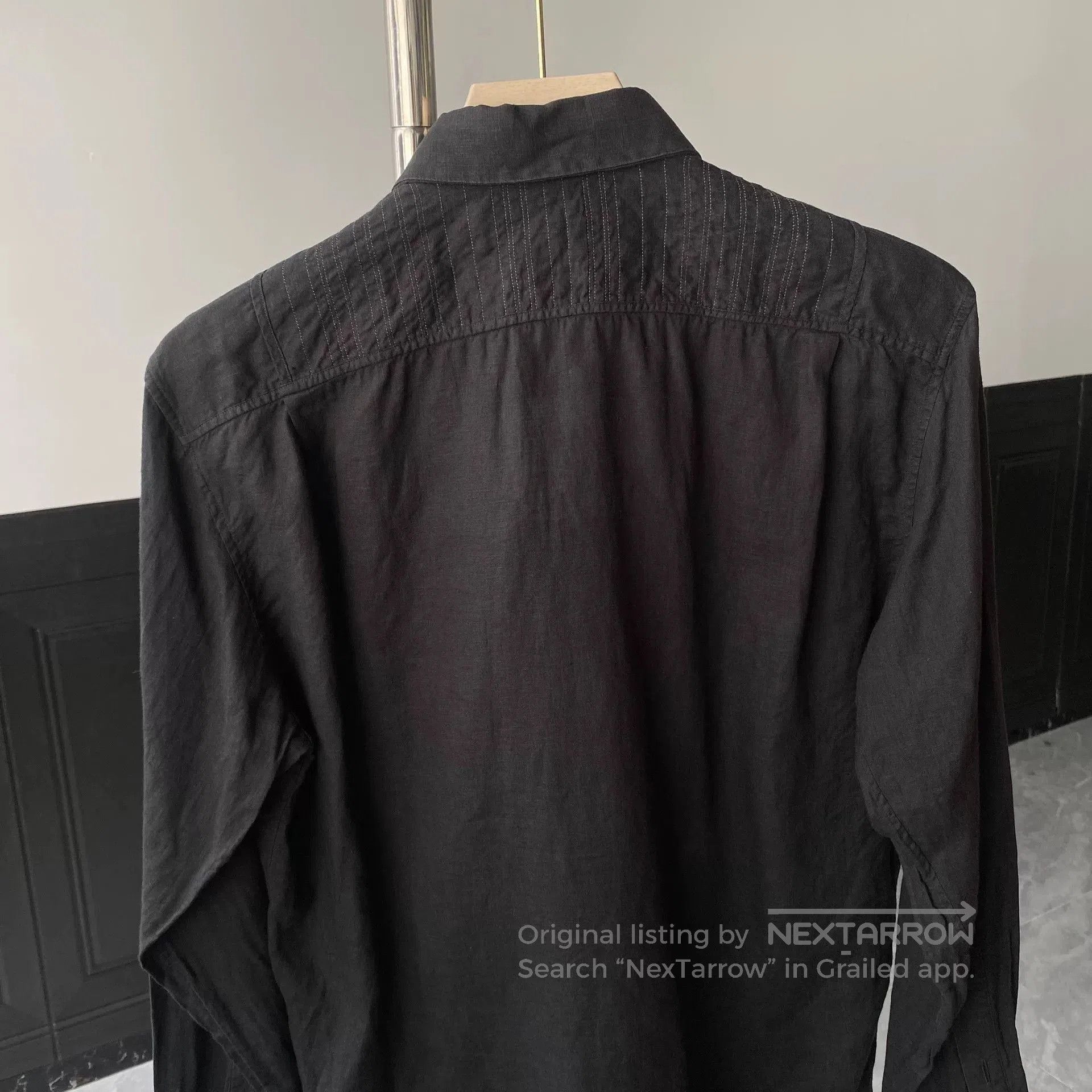 Hermes Hermes Black Linen Stitch Stripe Shirt. Size US M / EU 48-50 / 2 - 6 Thumbnail