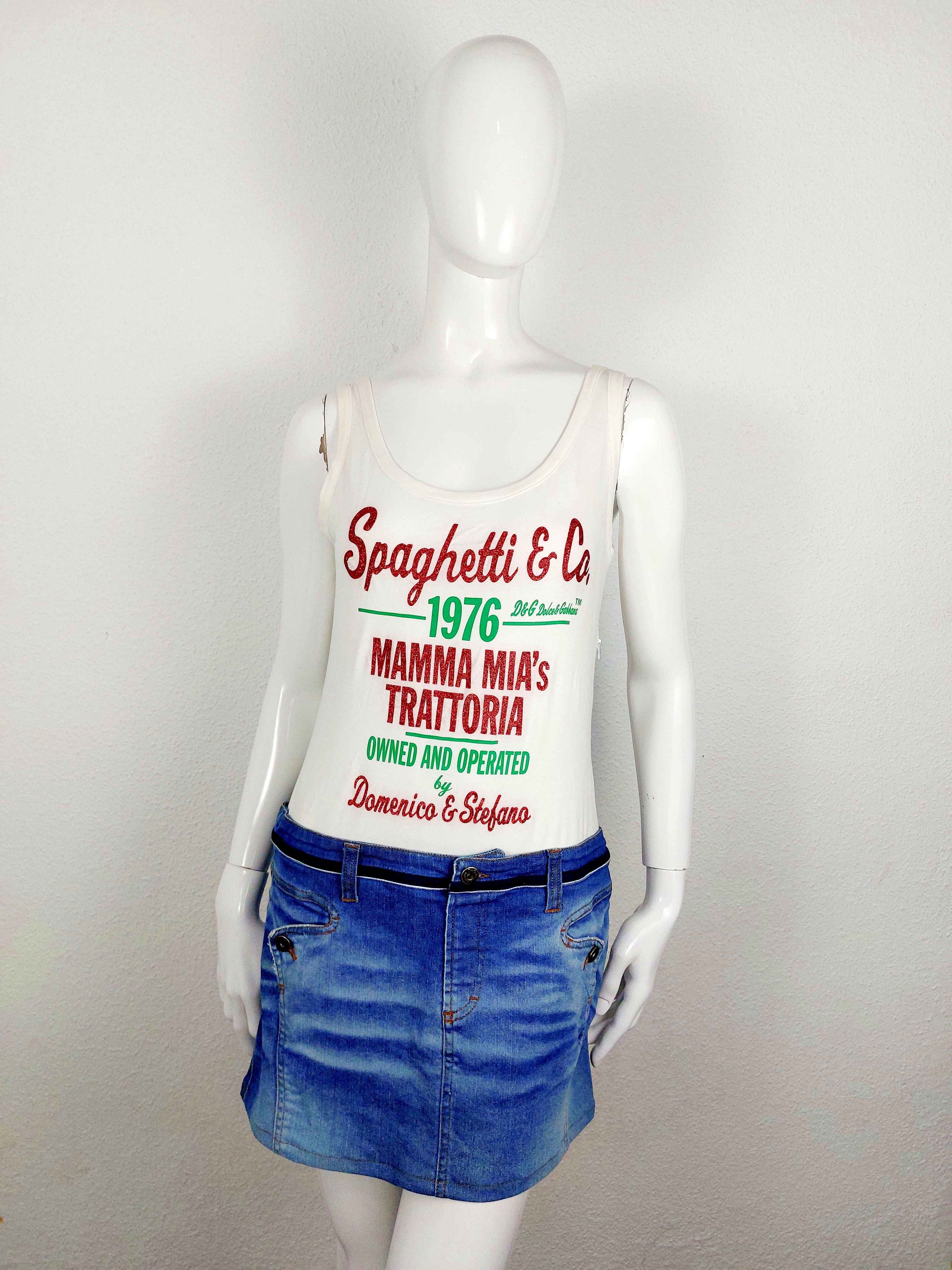 Dolce & Gabbana Dolce and Gabbana D&G Spaghetti Co Trattoria Denim Dress Size M / US 6-8 / IT 42-44 - 2 Thumbnail