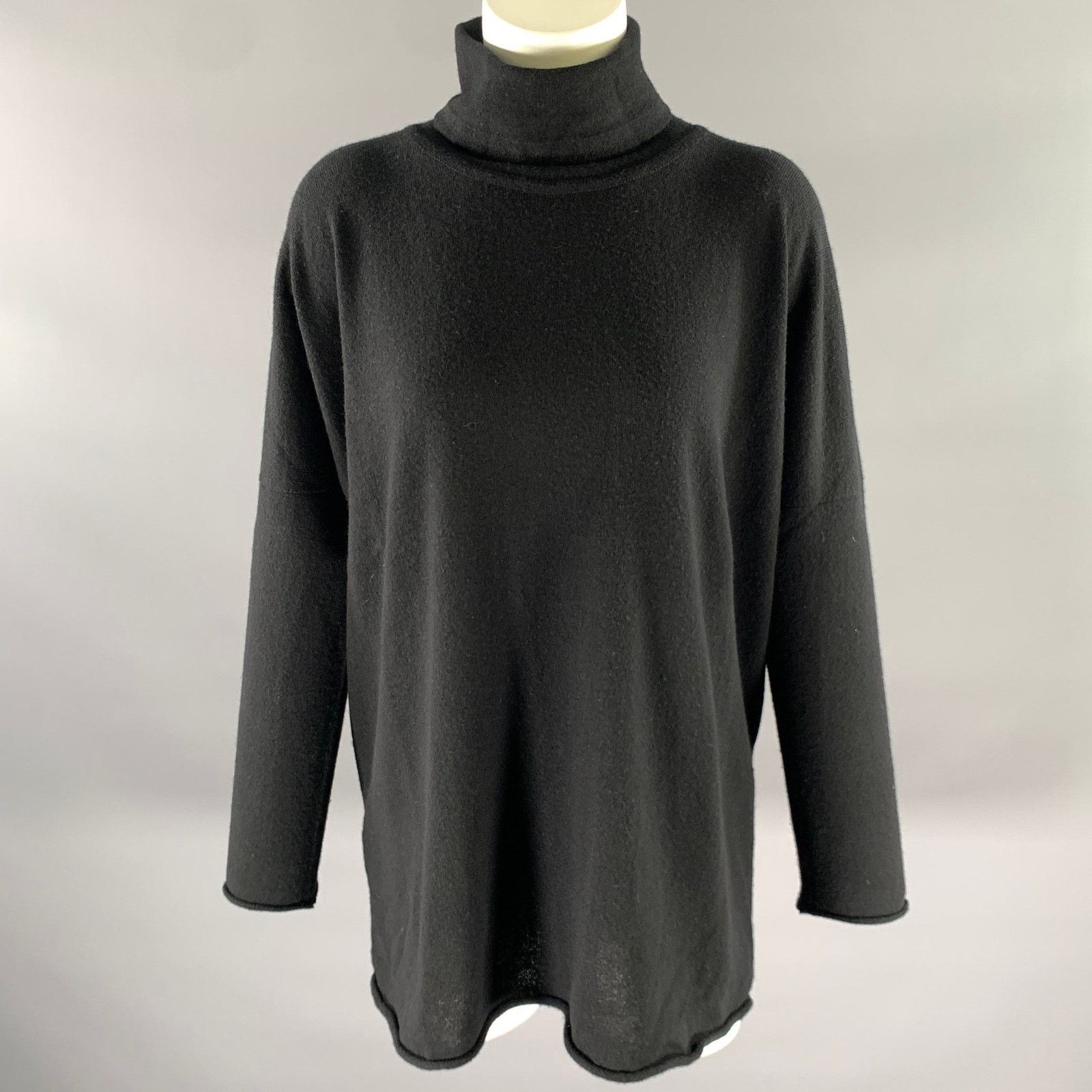 eskandar ESKANDAR Size M Black Cashmere Turtleneck Sweater Size ONE SIZE - 1 Thumbnail
