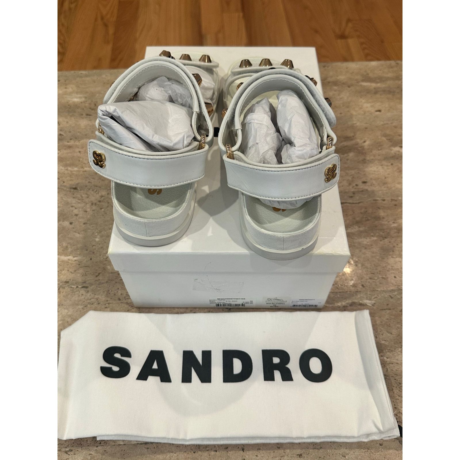 Sandro NEW Sandro Embellished Elympia leather sandals White 36/ 5.5 Size US 5.5 / IT 35.5 - 7 Thumbnail