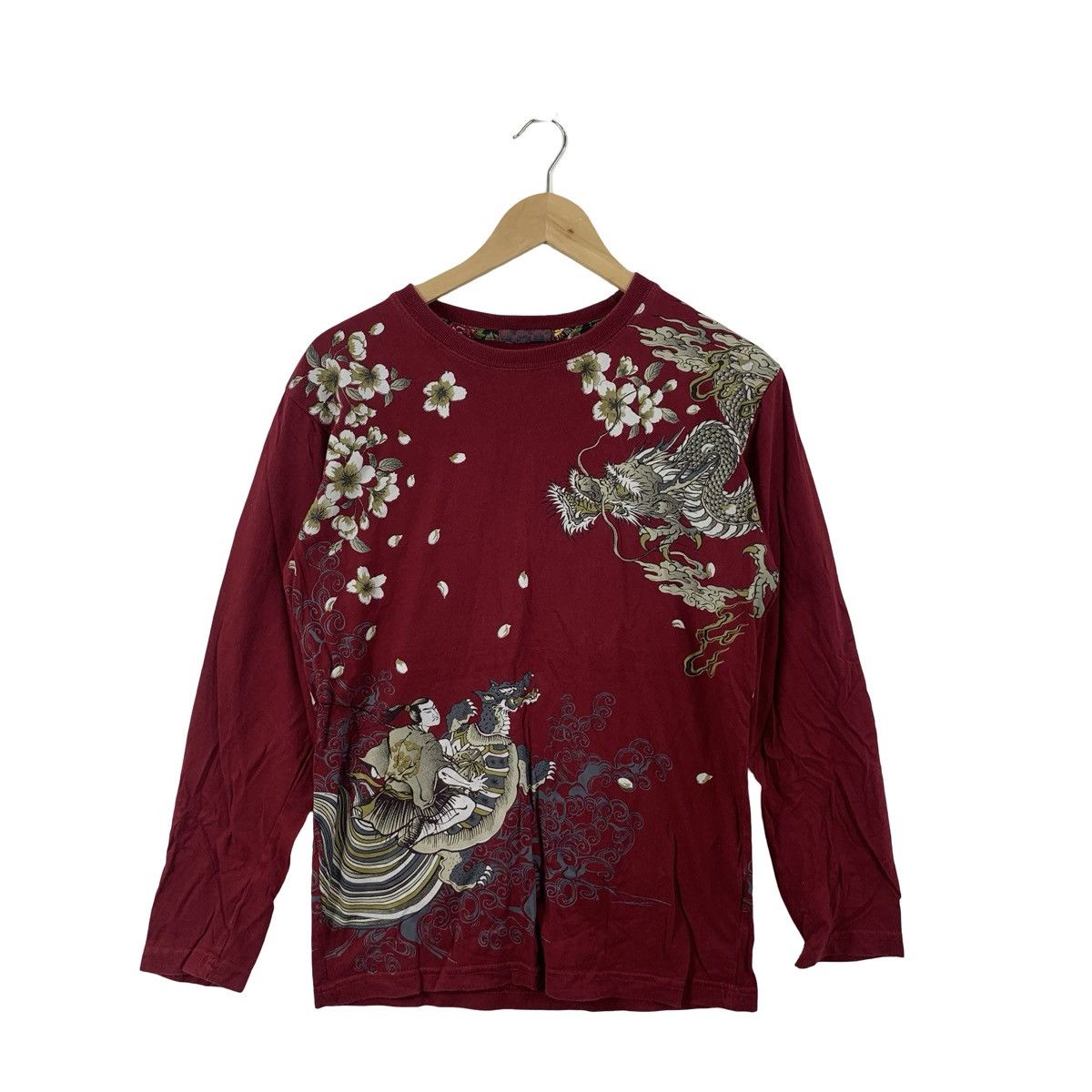Vintage Vintage JAPANESE DRAGON & GEISHA Graphic Long Sleeve Tee Size M / US 6-8 / IT 42-44 - 4 Thumbnail