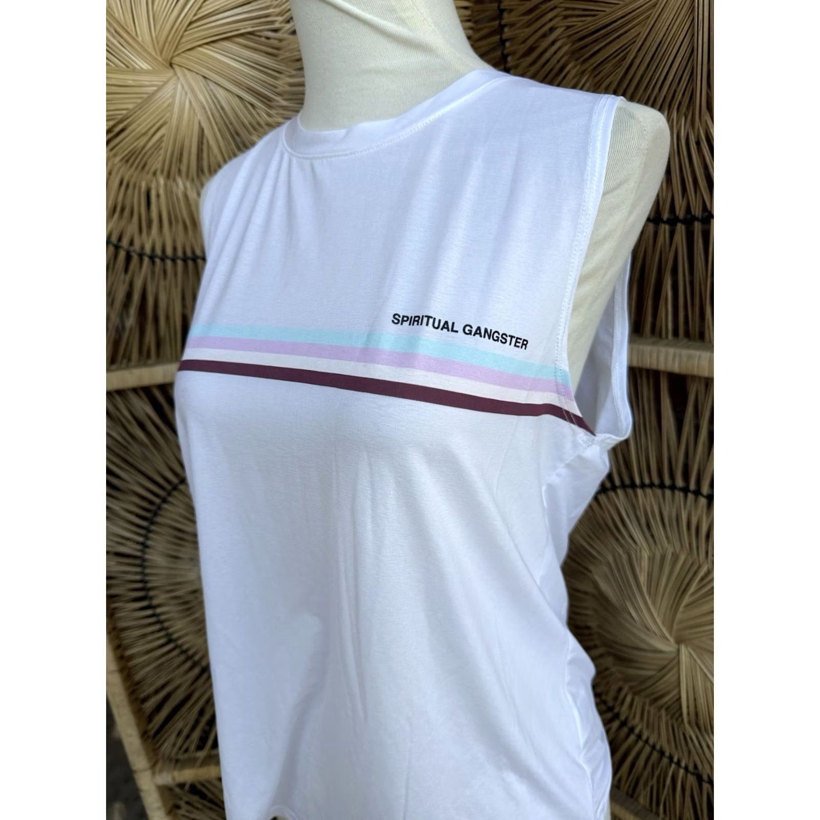 Spiritual Gangster Spiritual Gangster Tank Women M White Sleeveless Muscle NWT Activewear Shirt Short title Size ONE SIZE - 5 Thumbnail
