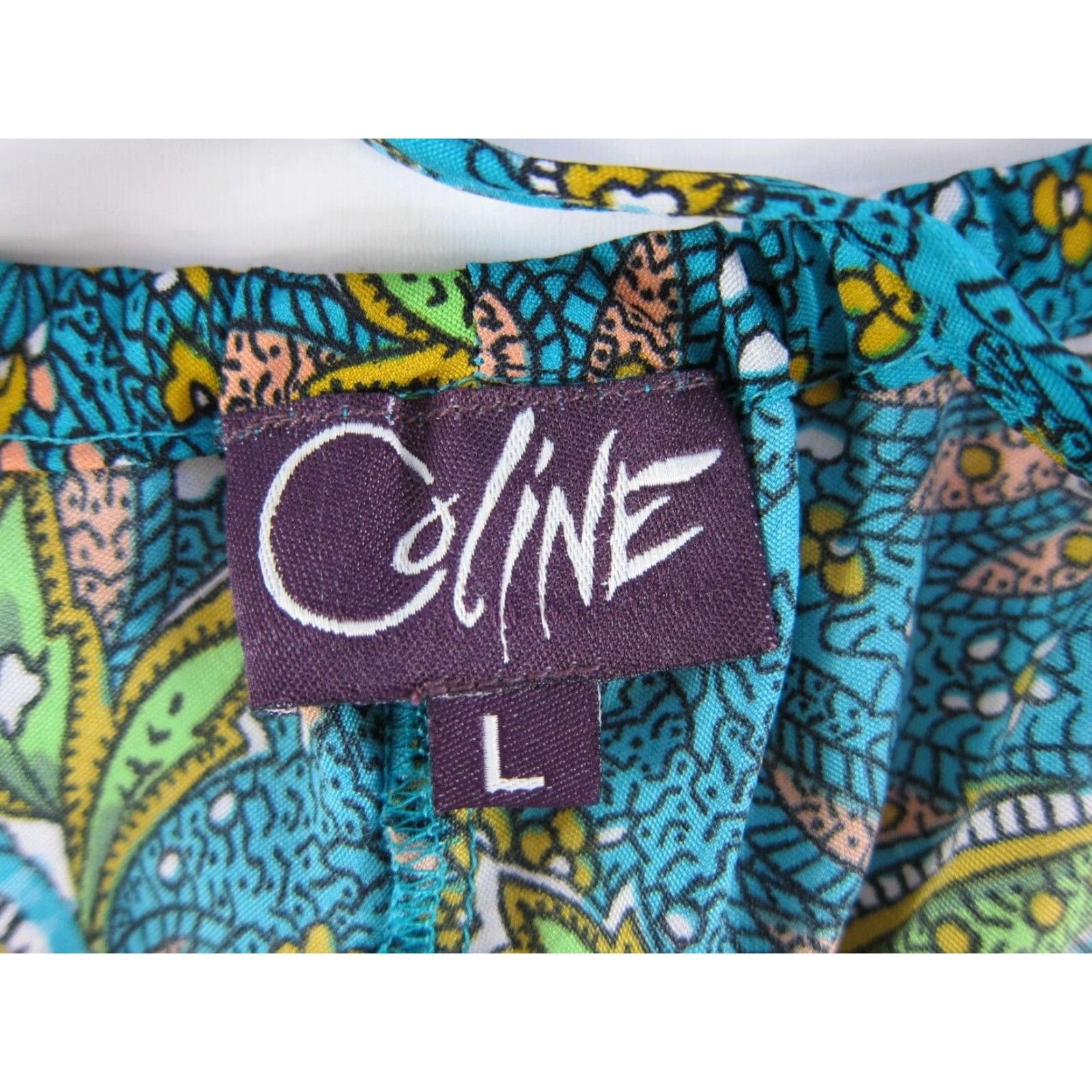 Vintage Coline Blue Red Floral Asymmetrical V-Neck Spaghetti Strap Slip Tank Dress Large Size L / US 10 / IT 46 - 4 Thumbnail