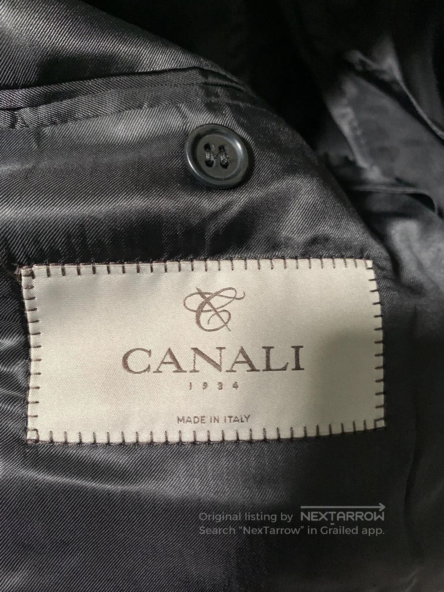 Canali Black Formal Suit Jacket with Floral Lapel Pin. Size US M / EU 48-50 / 2 - 5 Thumbnail