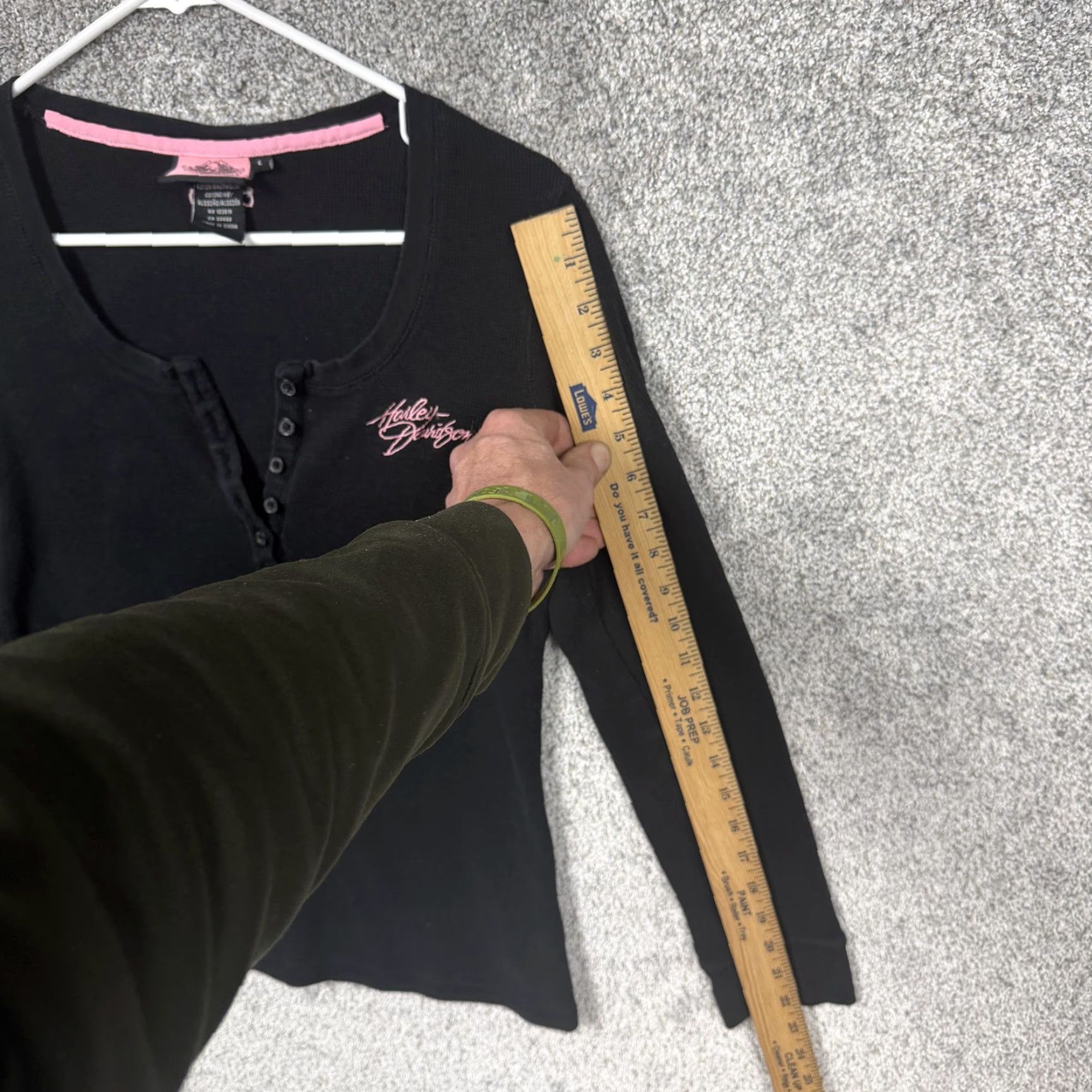 Harley Davidson Harley-Davidson Shirt Womens L Black Pink Thermal Henley Grunge Biker Moto Chic Size L / US 10 / IT 46 - 3 Thumbnail