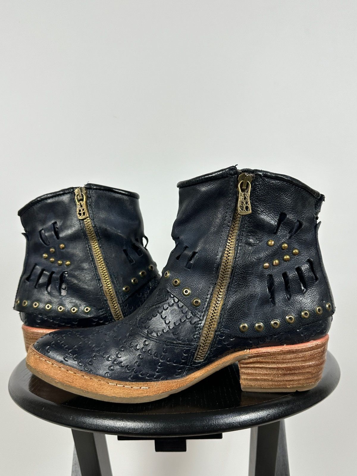 A.S.98 A.S.98. Airstep Leather Ankle Biker Studded Boots Size US 8 / IT 38 - 9 Thumbnail