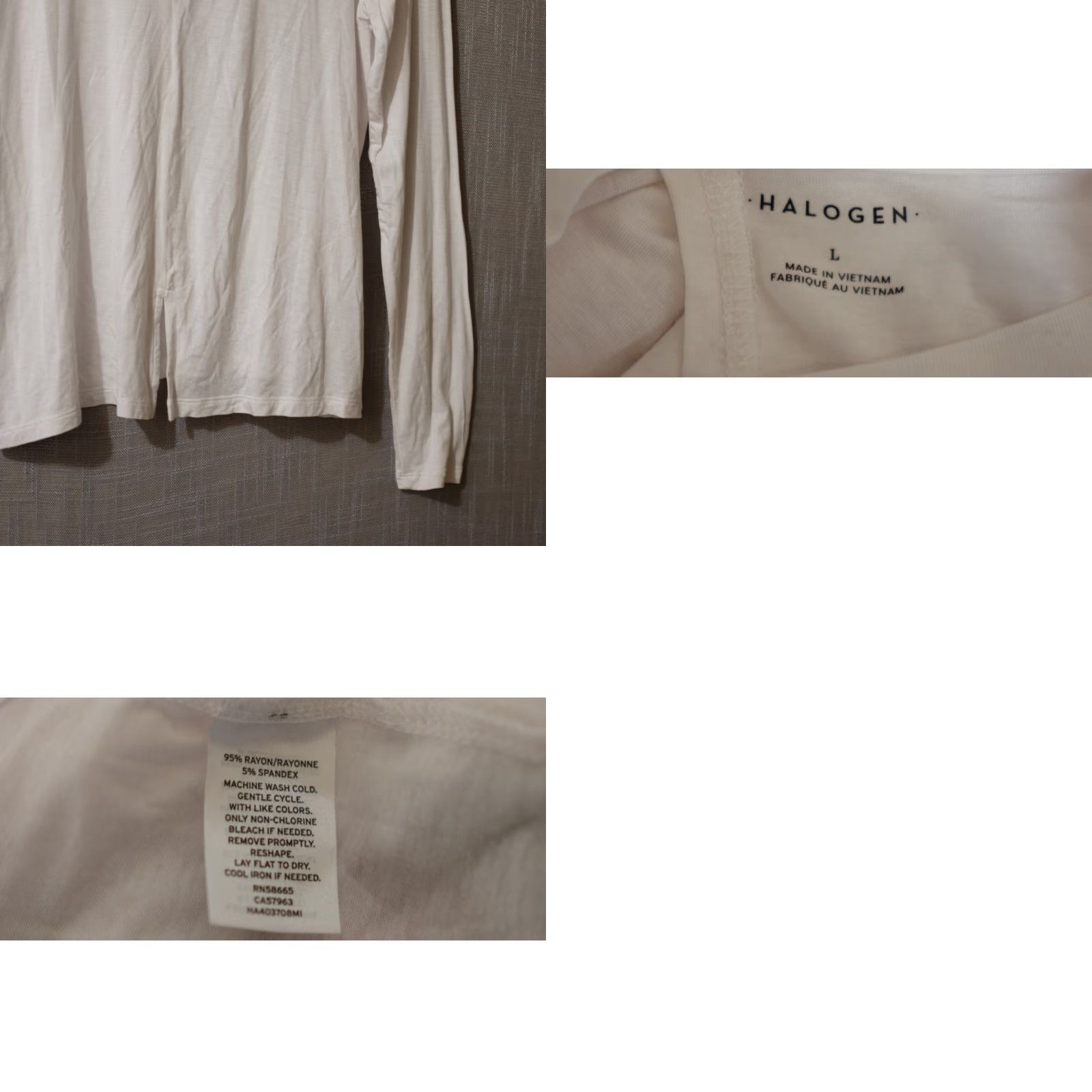 Vintage NWT Halogen White Basic Long Sleeve Top Key Hole Back Soft Womens L Shirt Size L / US 10 / IT 46 - 8 Thumbnail