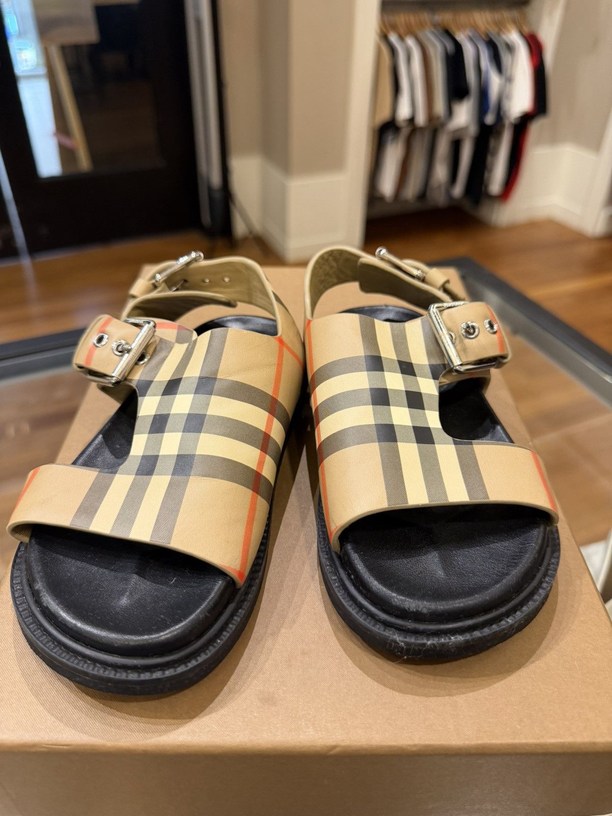Burberry Burberry KIDS Bertha Checkered Sandals (12C) Size US 5 / EU 37 - 5 Thumbnail