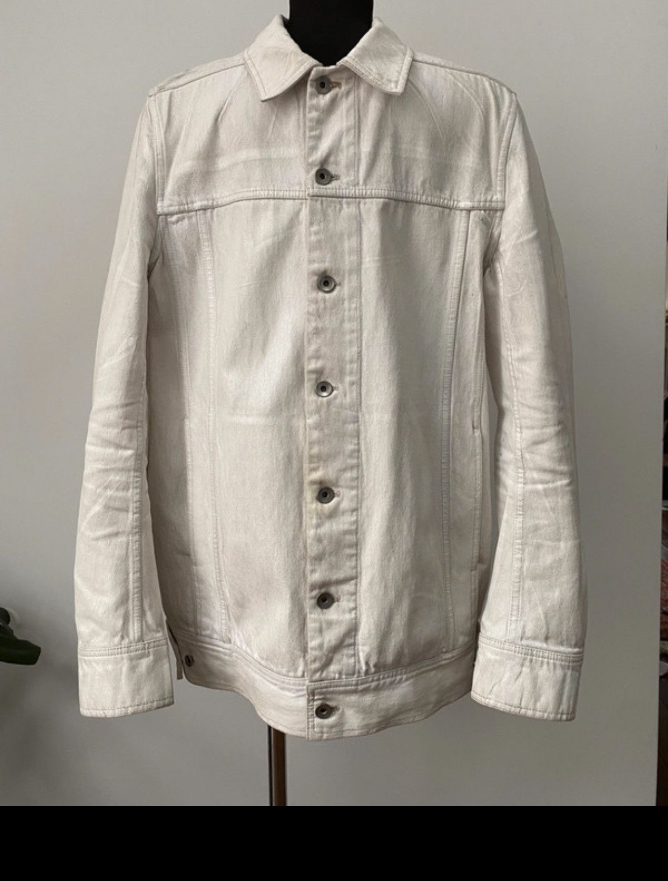 Rick Owens Drkshdw Jumbo Worker Jacket in White Wax