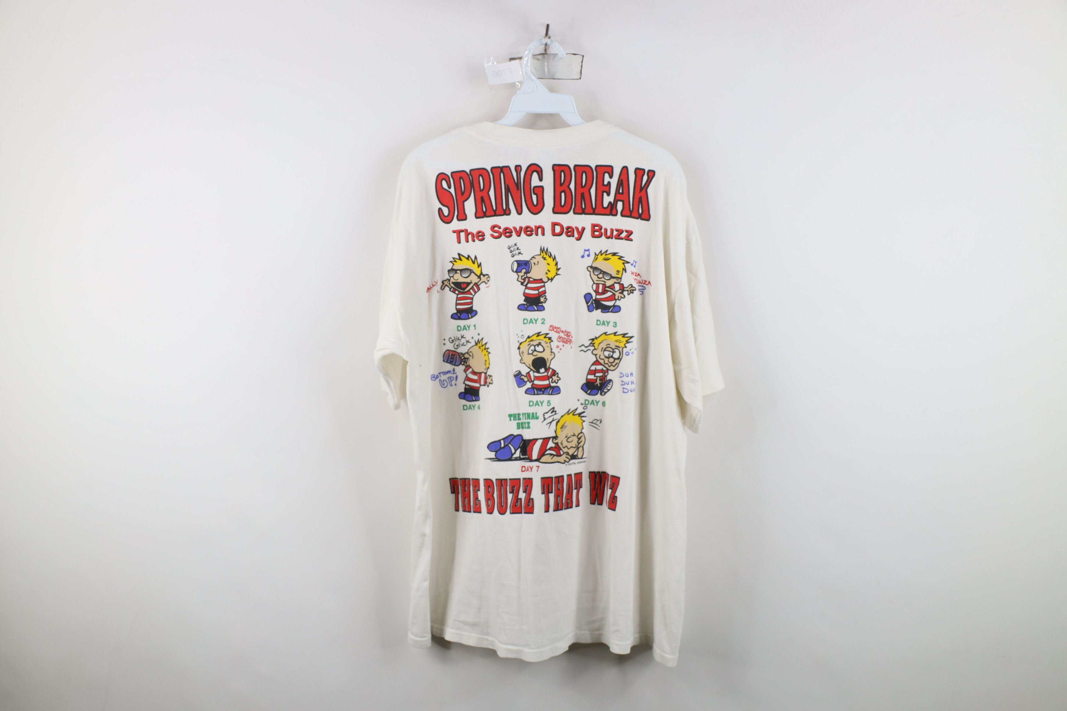 Vintage Vintage Y2K 2000 College 7 Day Buzz Drinking T-Shirt White Size US XL / EU 56 / 4 - 13 Thumbnail