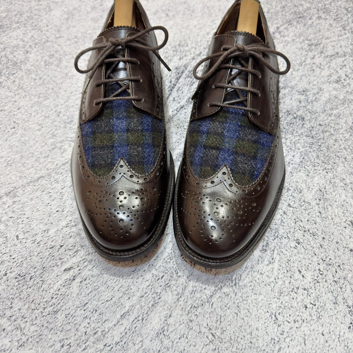 Abraham Moon & Sons × Handmade × Tommy Hilfiger Tommy Hilfiger&Abraham Moon Astor 1A Leather Tweed Brogues Size US 9 / EU 42 - 11 Thumbnail