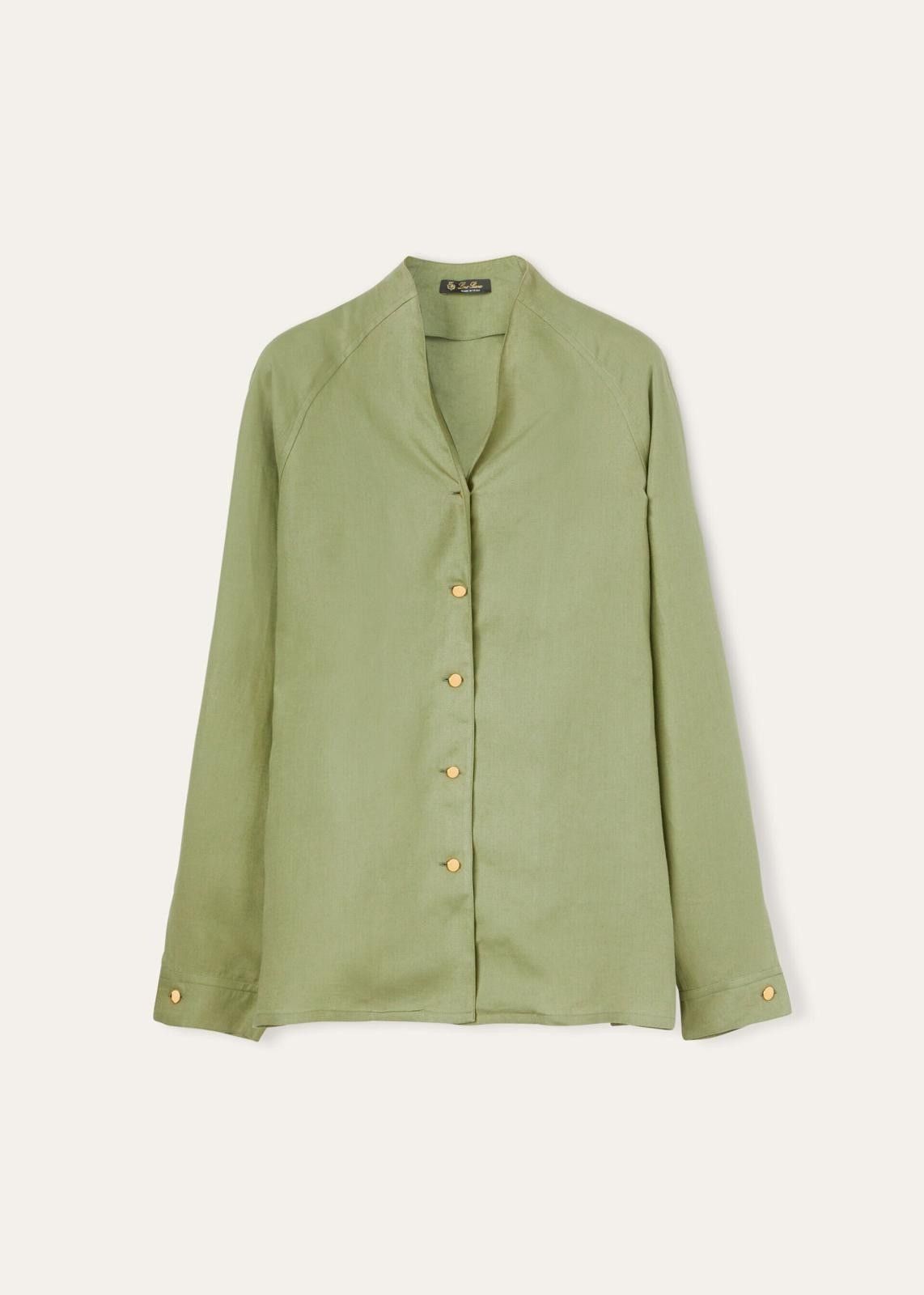 Loro Piana o1srvl11e0725 FAN8305 Linen Jane Shirt in Green Size S / US 4 / IT 40 - 1 Thumbnail