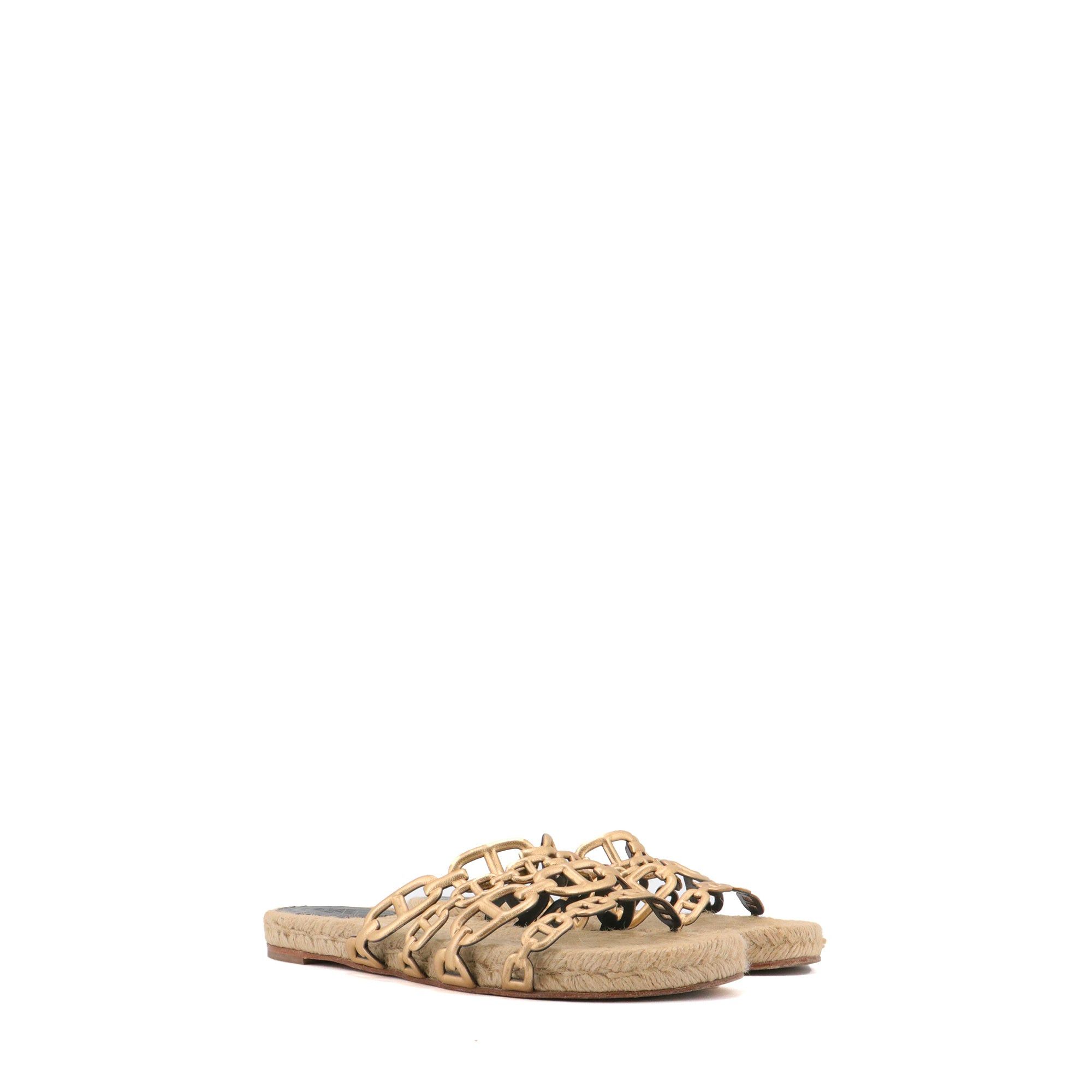 Hermes HERMÈS - Ancone Hermès sandals in gold leather (T37) Size US 6 / IT 36 - 1 Thumbnail