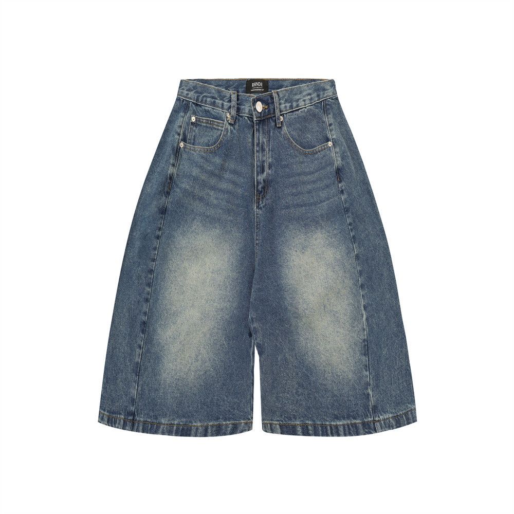 Japanese Brand × Jean Punk washed distressed men's loose wide-leg denim shorts Size US 32 / EU 48 - 1 Thumbnail