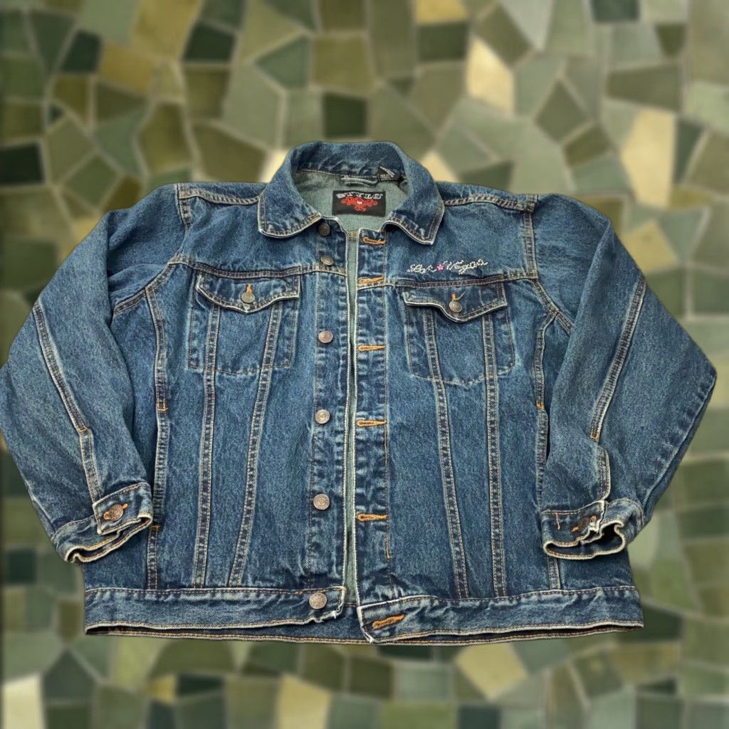 Denime Stylo Jeans Jacket Womens M Blue Denim Rhinestones Embellished Casual Zip Jacket Size 32" / US 10 / IT 46 - 1 Thumbnail