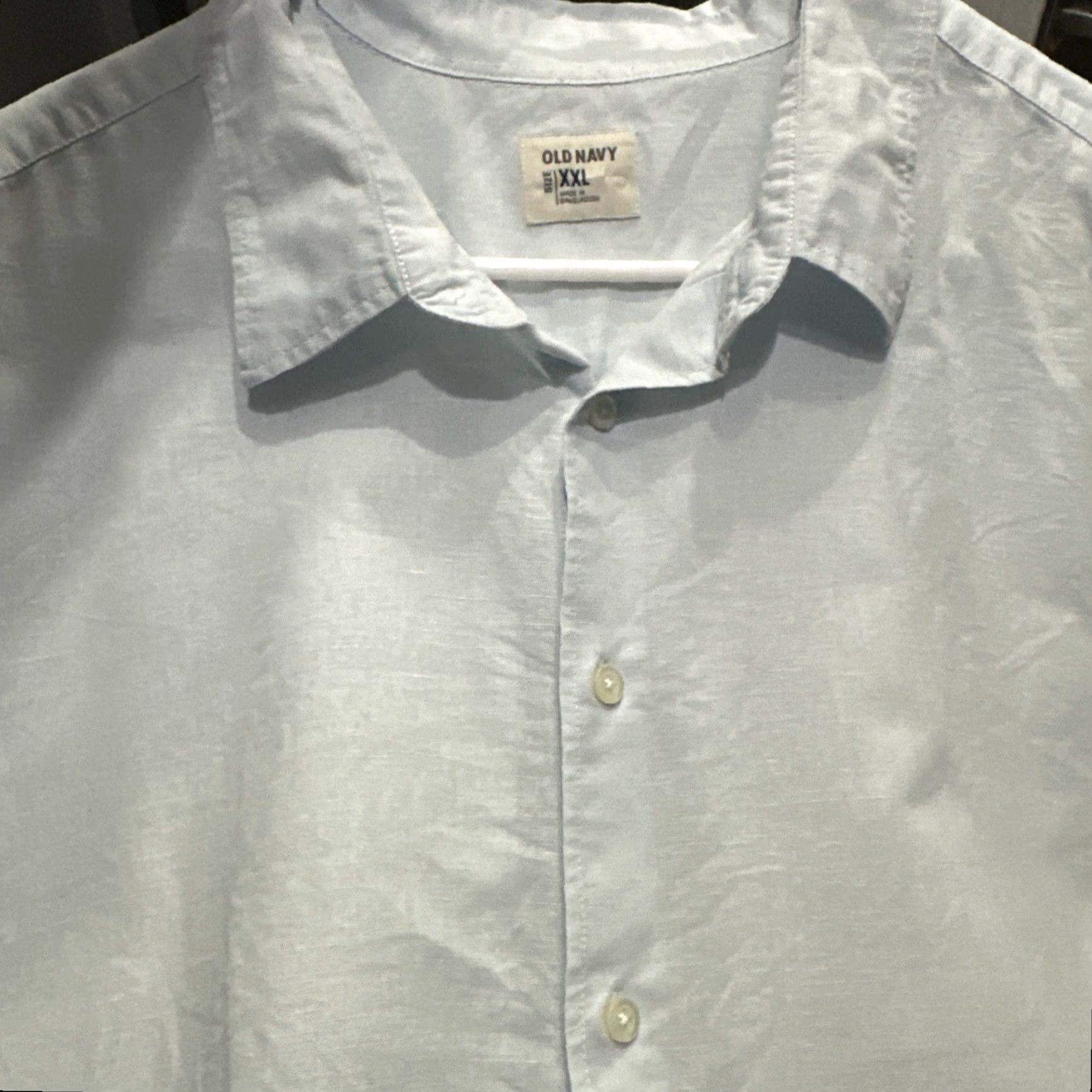 Old Navy Old Navy Button-Up Shirt 2XL Light Blue Short Sleeve Linen / Cotton Casual Men’s Shirt Size US XXL / EU 58 / 5 - 6 Thumbnail