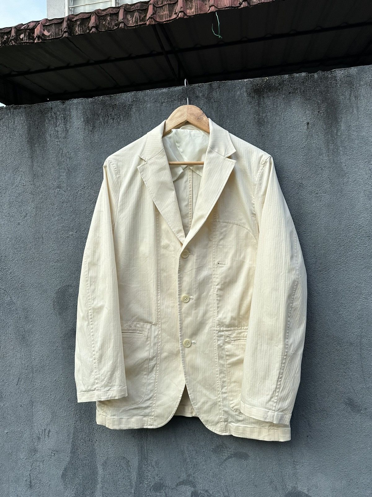 Japanese Brand 👹John Pearce London Cream Chore Jacket Size US S / EU 44-46 / 1 - 1 Thumbnail