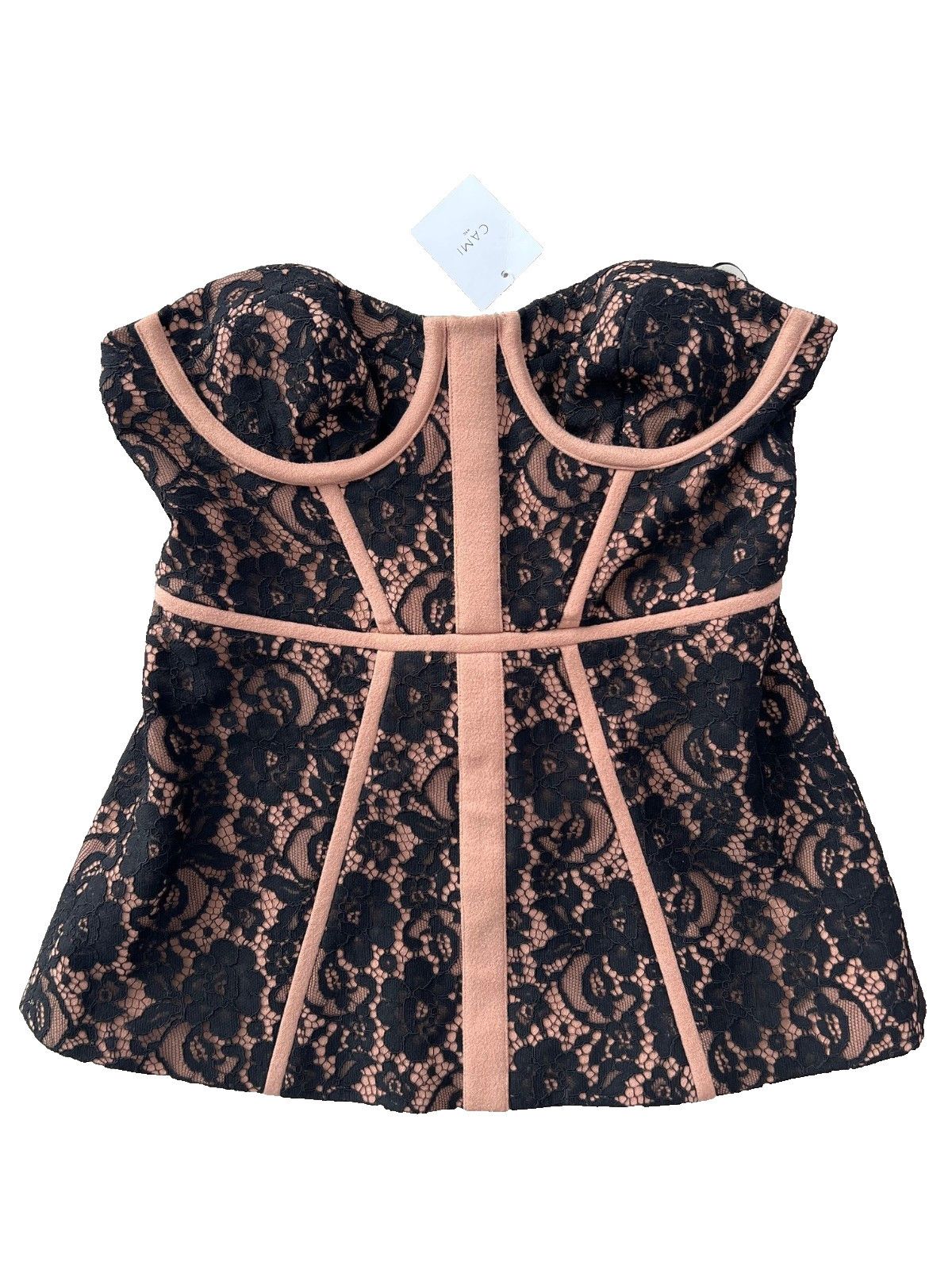 CAMI NYC CAMI NYC Vega Lace Floral Zip Corset Top ( 4 ) Size XS / US 0-2 / IT 36-38 - 4 Thumbnail
