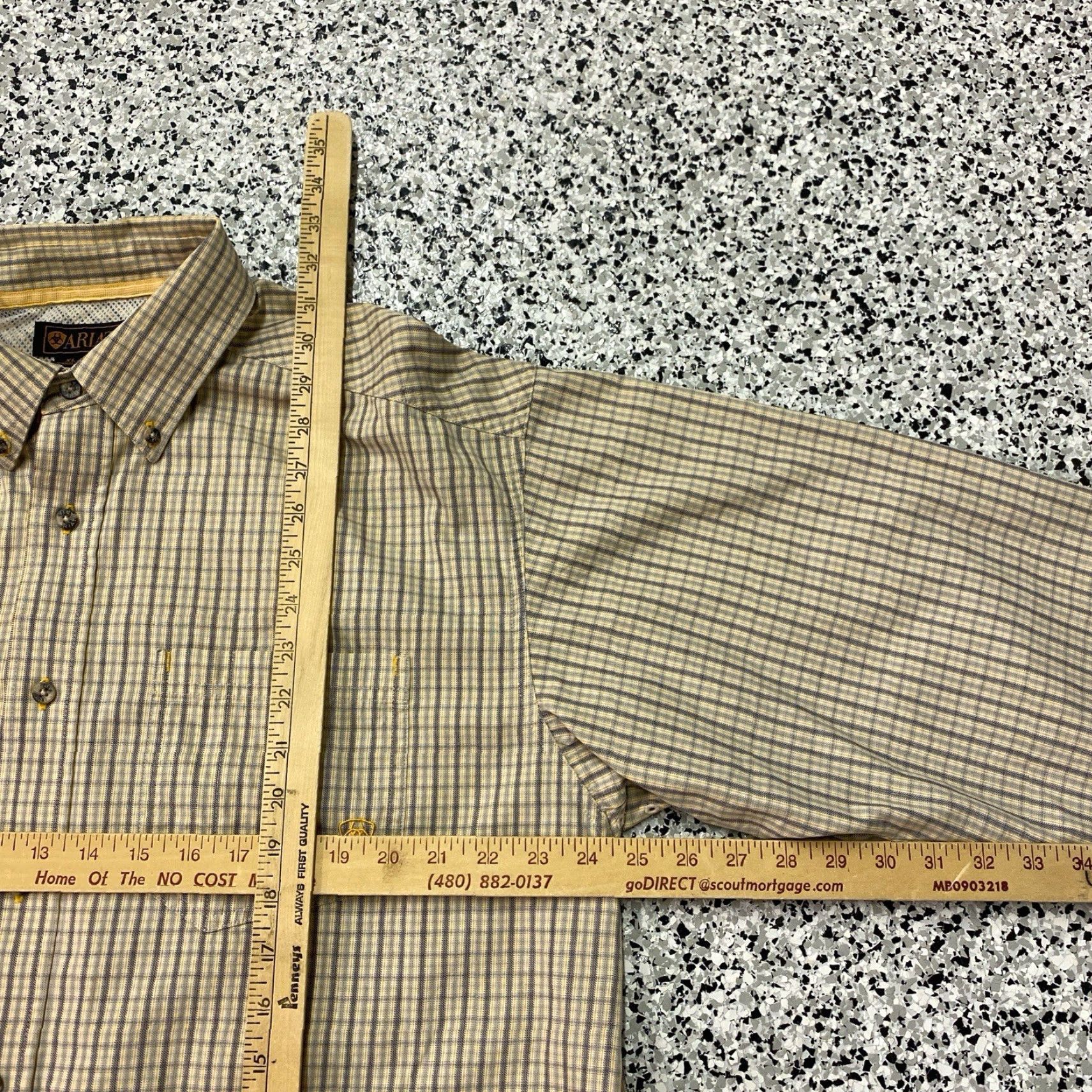 Ariat VINTAGE Ariat Long Sleeve Button Down Mens Shirt XL Rodeo Western Plaid Yellow Size US XL / EU 56 / 4 - 5 Thumbnail