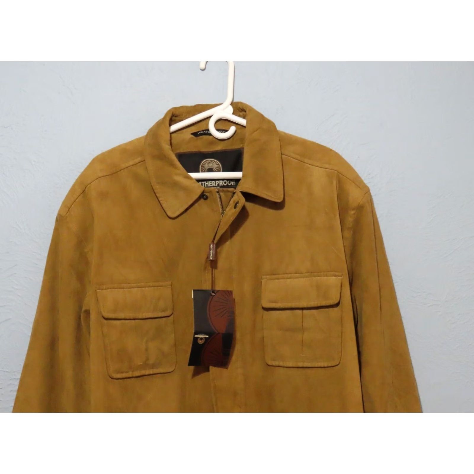 Weatherproof Weatherproof Men's XL Full Zip Belted Faux Suede Brown Jacket Shirt/Bomber Jacket/Softshell Mid-Length Zipper Pockets Classic Fit Size US XL / EU 56 / 4 - 3 Thumbnail